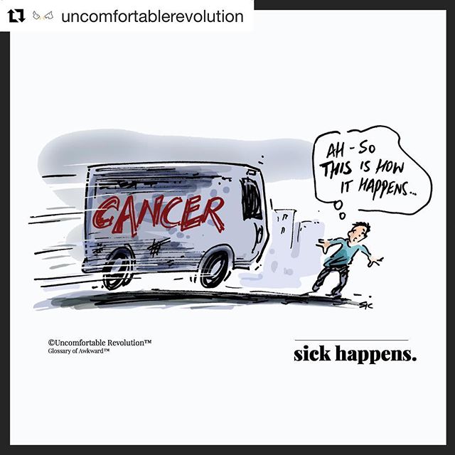 #Repost @uncomfortablerevolution with @get_repost
・・・
Yep, #cancer happens pretty much like this: &ldquo;while you&rsquo;re busy making other plans.&rdquo; #cancerawareness #findacure #liveinthemoment #awkwardmoments #mondayfunny #cartoon #cancerous 
