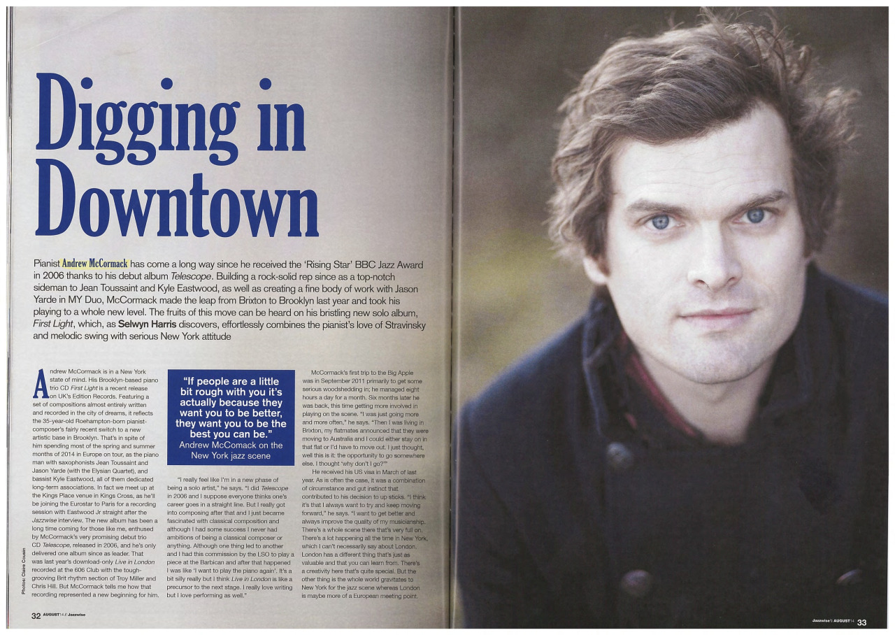 Featured in the August 2014 issue of Jazzwise **** 4 stars