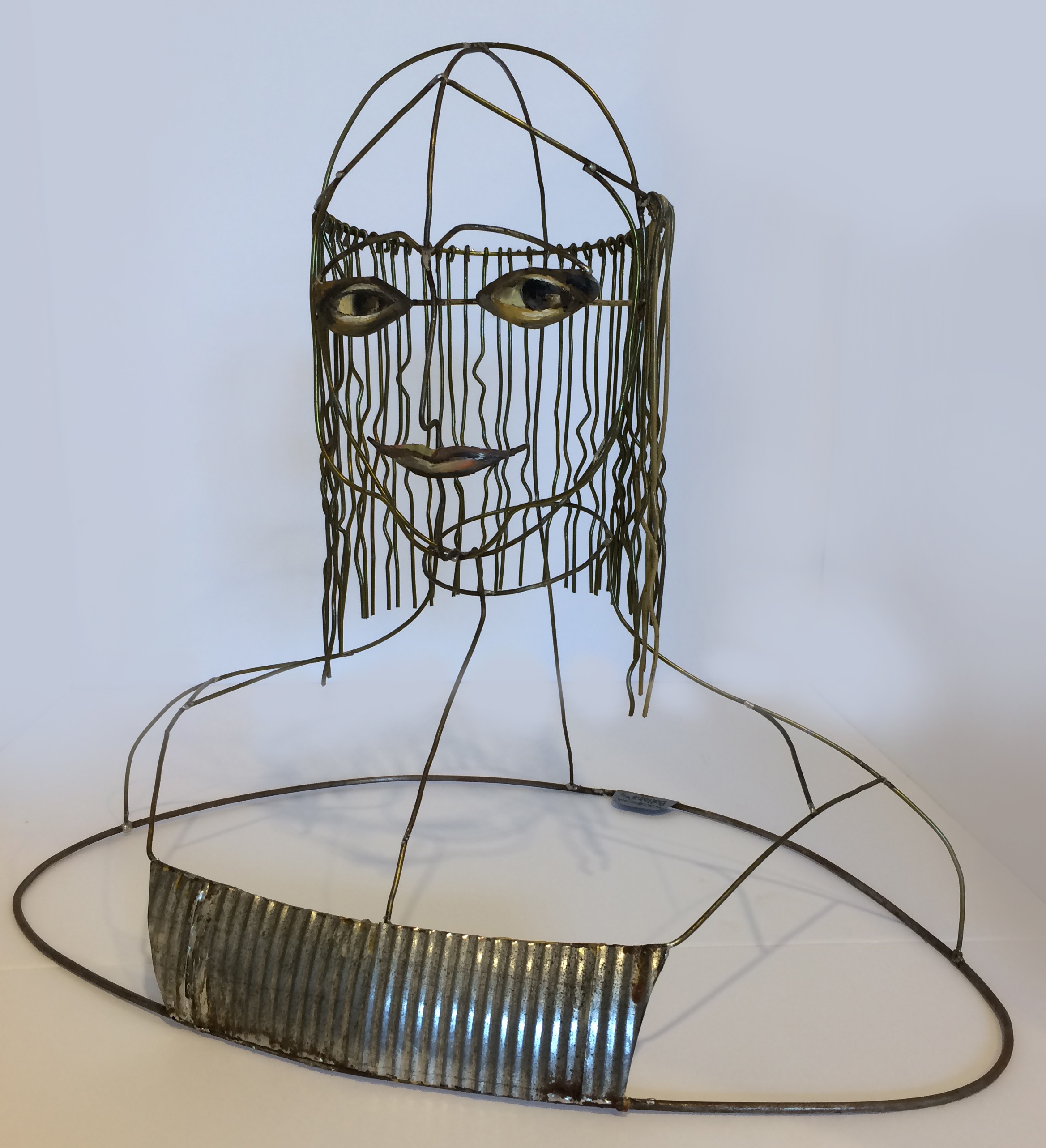  Wired Mona  Wire Sculpture.  16" x 14" x 10" 