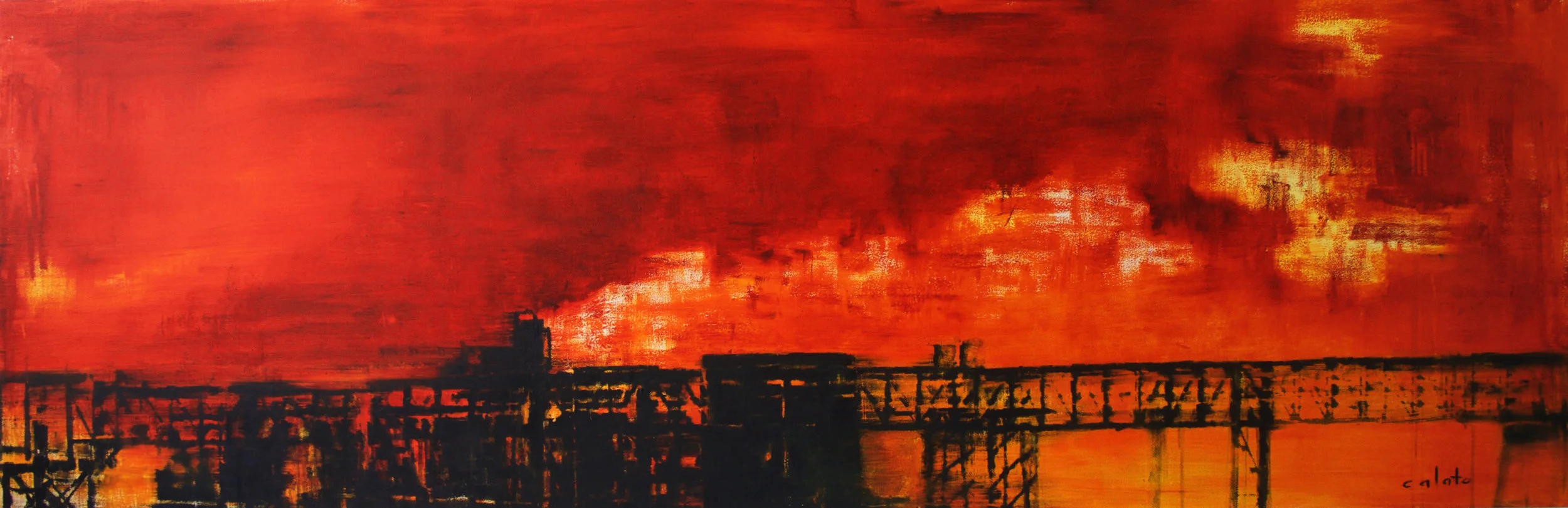 Red , 36” x 108”, Oil and photo transfer on canvas, 2015