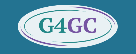 Oval logo with "G4GC" in green and purple letters on a teal background.