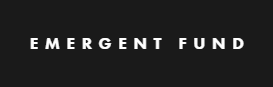 White text on a black rectangle background: "EMERGENT FUND"