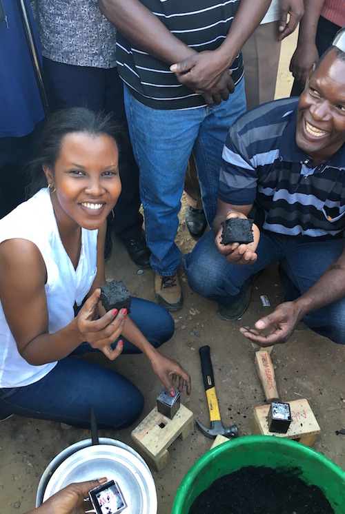 Making briquettes in Zambia.