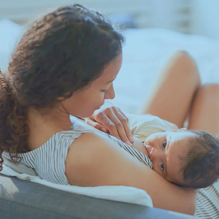 New mom breastfeeding