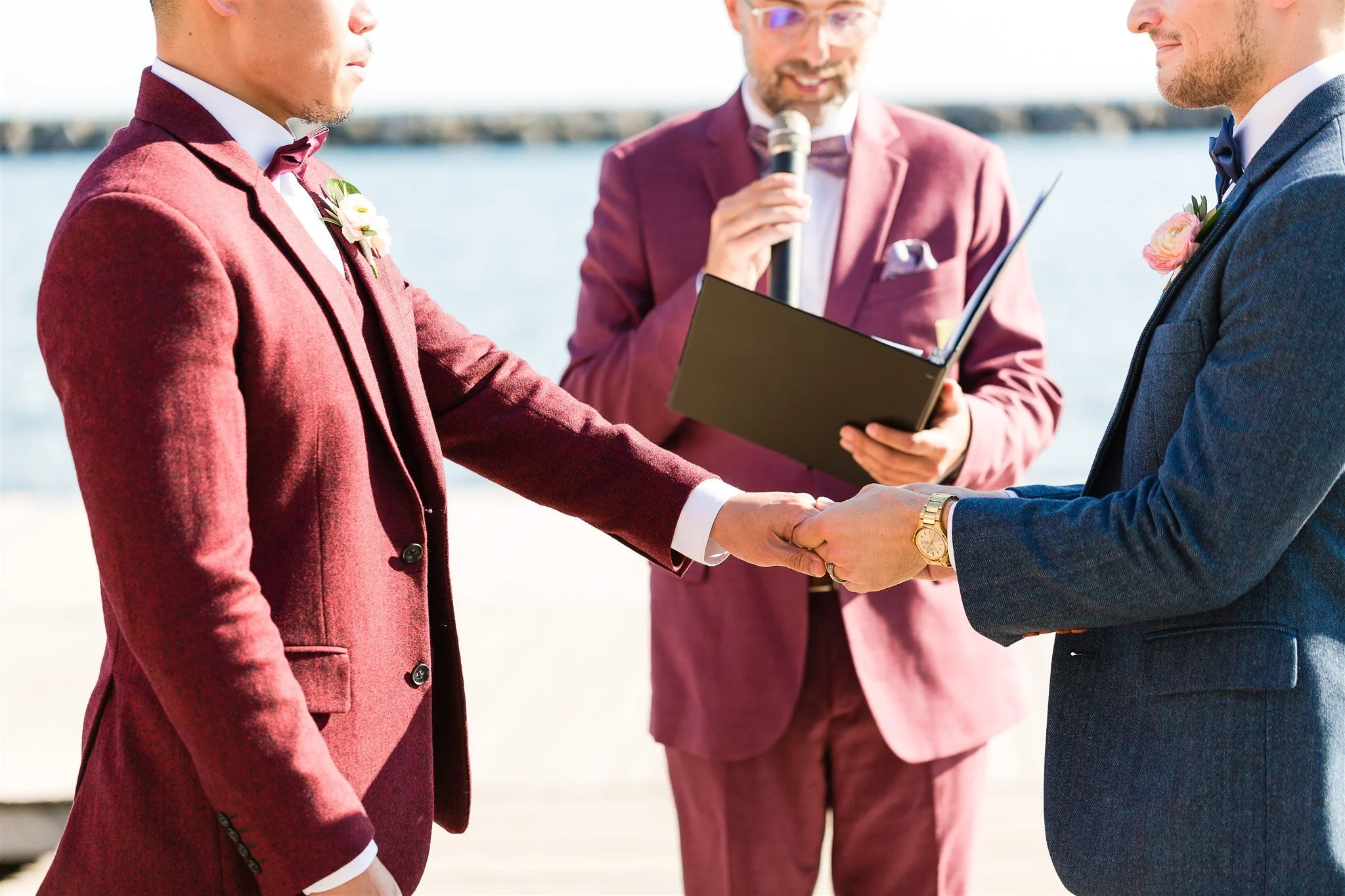 Michael and Jacob’s unforgettable wedding at The Henley Room in Toronto was a vibrant celebration of love and community. Planned by @stori.events, the day featured stunning florals by @theflower597toronto, incredible performances by drag queens Fay S