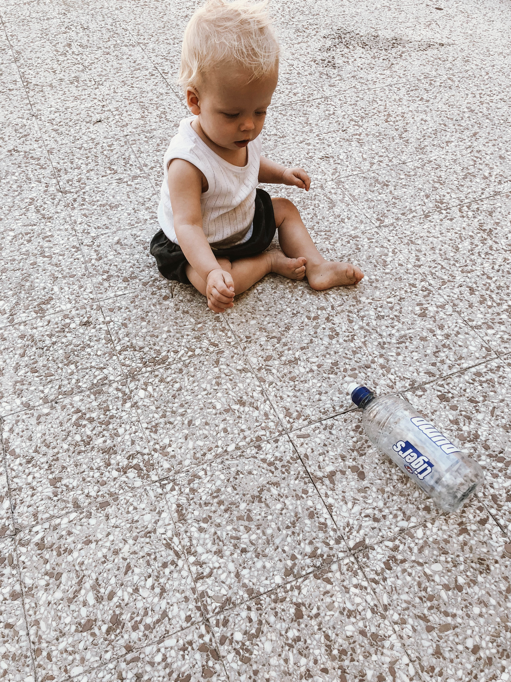 Hours of fun with a water bottle back at our Airbnb.