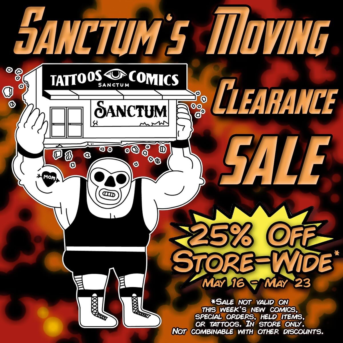 The sales continue, as we prepare for the move! Help us lighten the load. You&rsquo;ll be doing our lower backs a favor. 

🚨 Sanctum is moving!

💥 Final day in Avondale: May 29
💥 Closed: 05/30 - 06/4
💥 Reopening: June 5
💥 New Address: 213 24th S