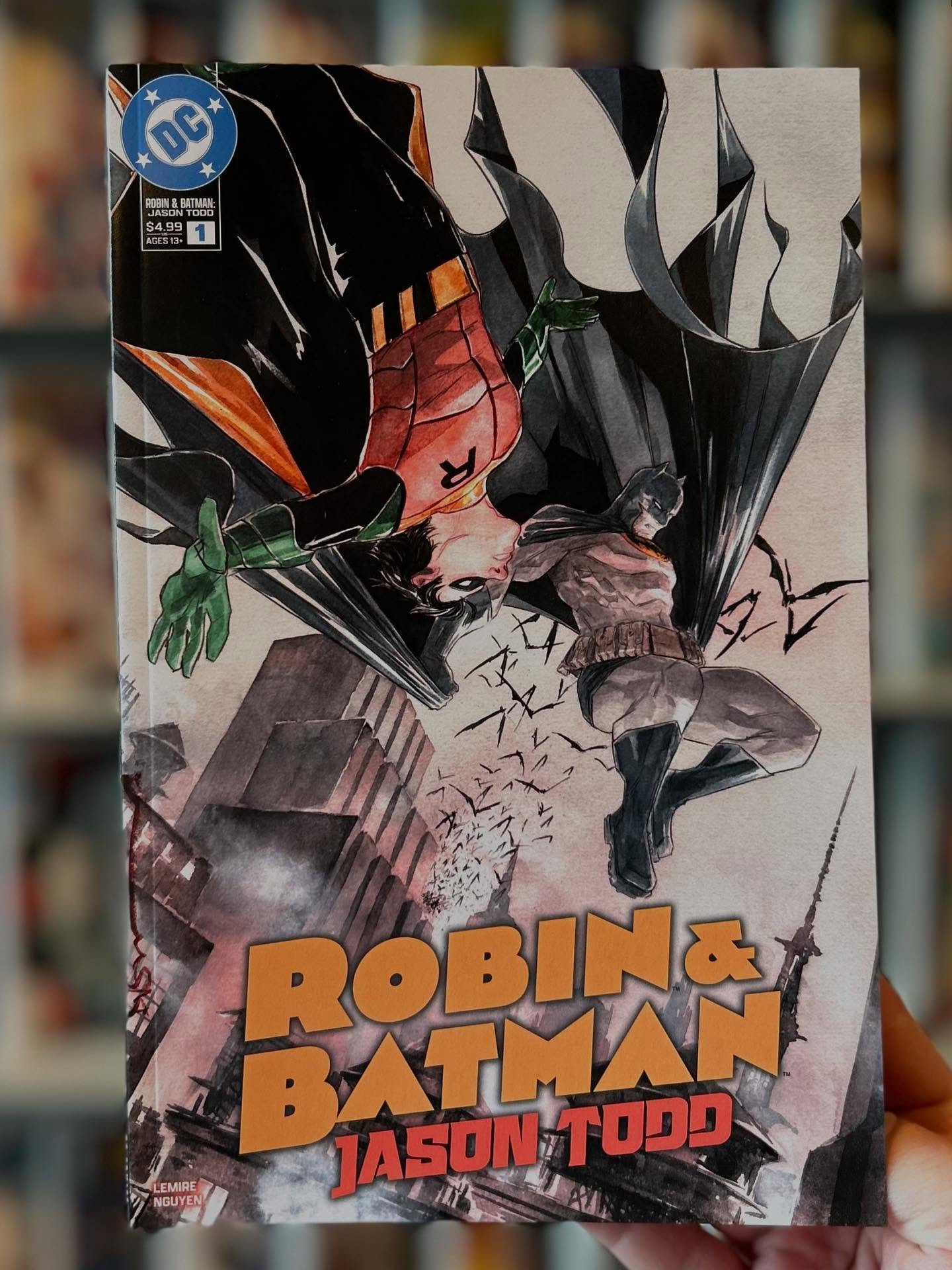 Happy New Comic Book Day! 📚 Robin and Batman: Jason Todd № 1 is available now at the shop. 🦇 @jefflemire and @duss005 return to spotlight the early days of a very different dynamic duo, with a very different dynamic. Batman has a new Robin: a rash,