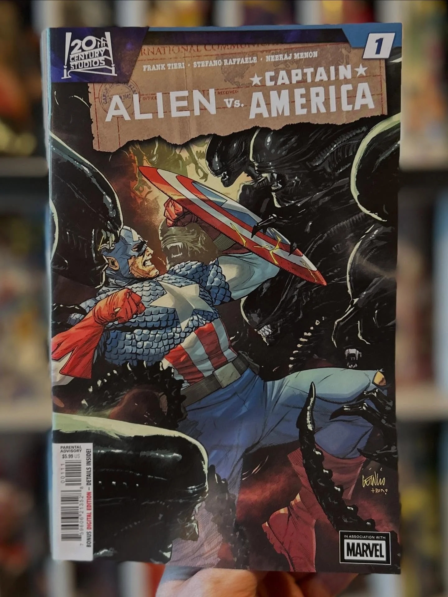 Alien Vs Captain America № 1 is available now at the shop. 👽 It&rsquo;s World War II and Hydra seeks a new weapon to defeat the Allies and win the war. To that end, the Red Skull has sent Baron Strucker on an expedition to the Himalayas to find the 