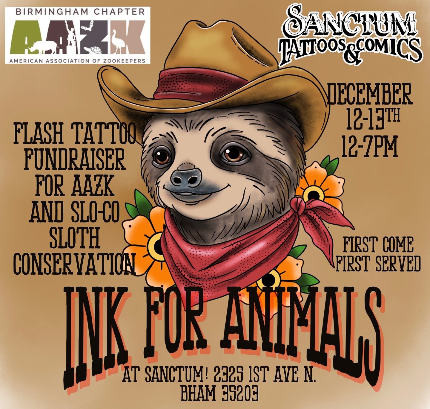 Hey! Come see us on December 12-13 to help us raise money for AAZK and Sloth Conservation! We&rsquo;ll be posting some art a little closer to the event.  These are always super fun.  Come help us raise some funds!