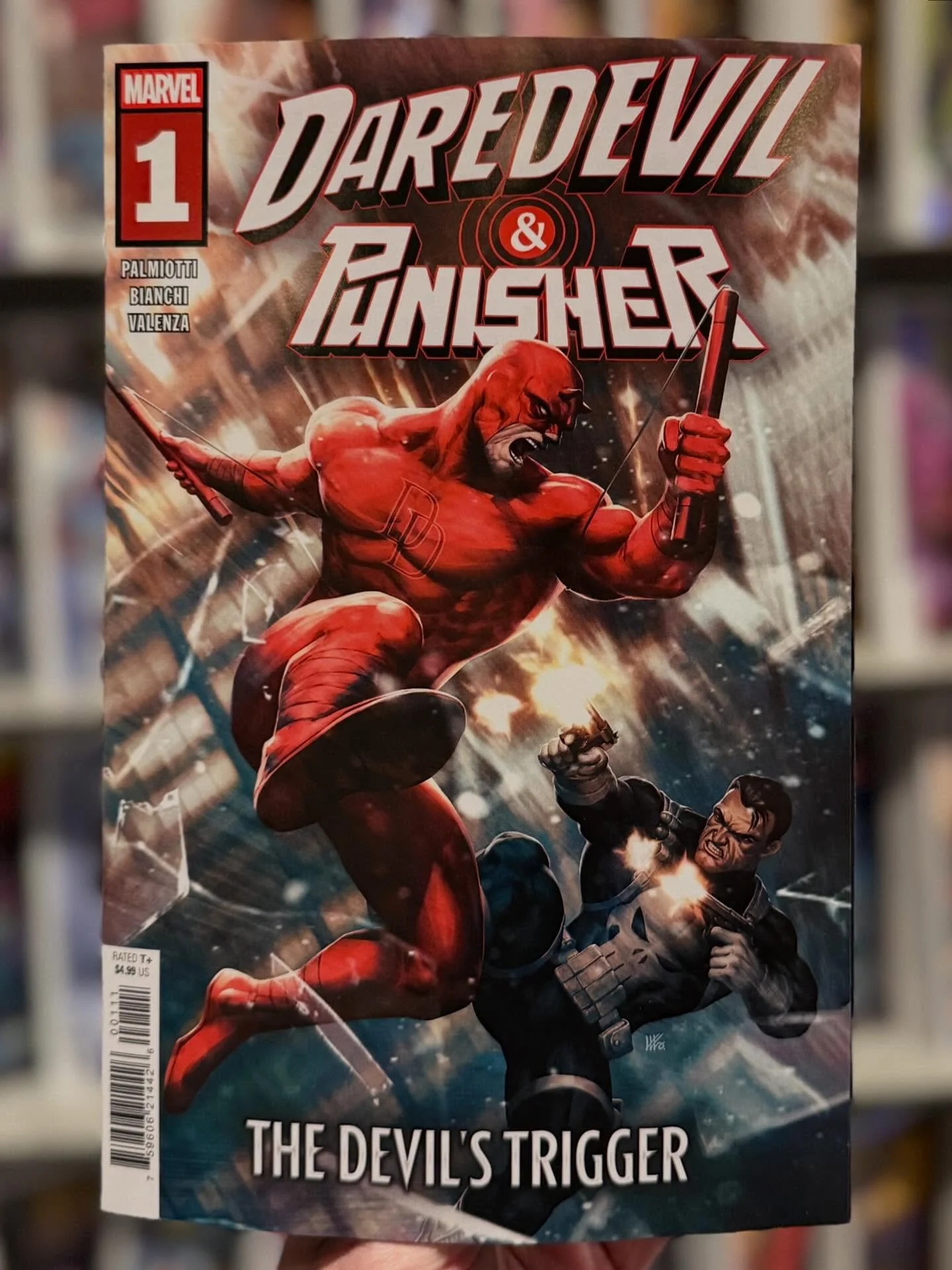 Available at Sanctum Nov 26 for  New Comic Book Day 📚 - Daredevil / Punisher № 1. 
💀 
What does it take to pull the trigger?Daredevil and The Punisher - two of Marvel&rsquo;s mightiest with one of the most celebrated and storied rivalries in comics