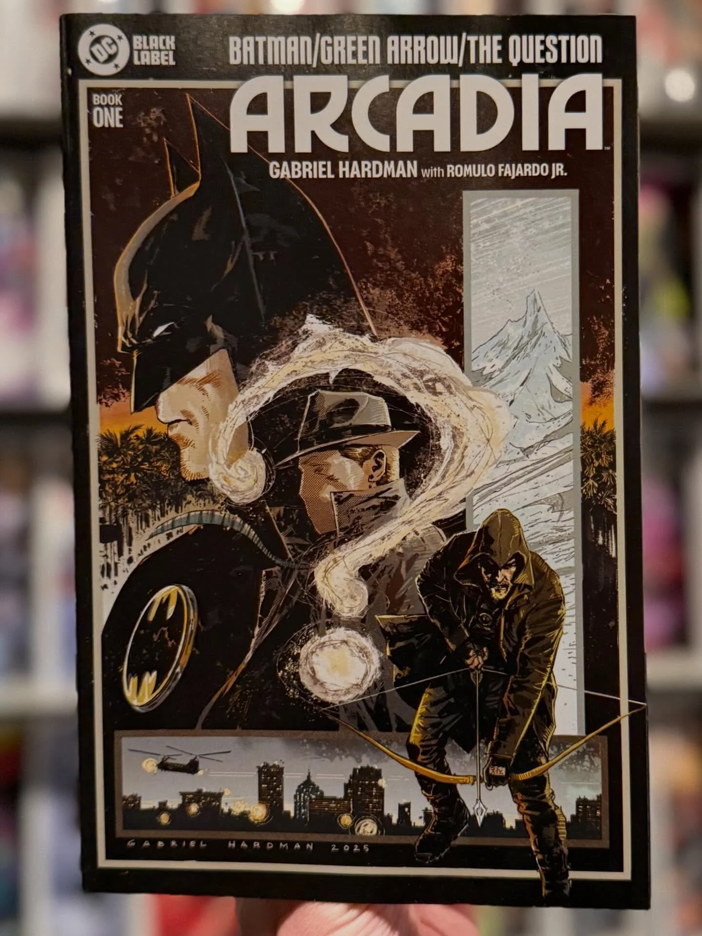 Happy New Comic Book Day! 📚 Batman / Green Arrow / The Question: Arcadia № 1 is available now at the shop. 
🔎
From the decaying husk of Hub City, Vic Sage, the Question goes deep undercover on the trail of a human-trafficking operation in the froze