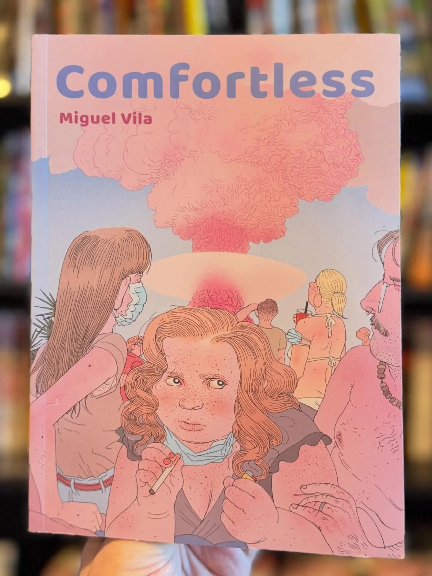 @mig.vila magnifies the petty and morbid narrowness of the human soul in Comfortless, available now at the shop and our web-store. 

This comic is a taxonomy of the masks with which we pretend to live, executed with the precision of a master sociolog