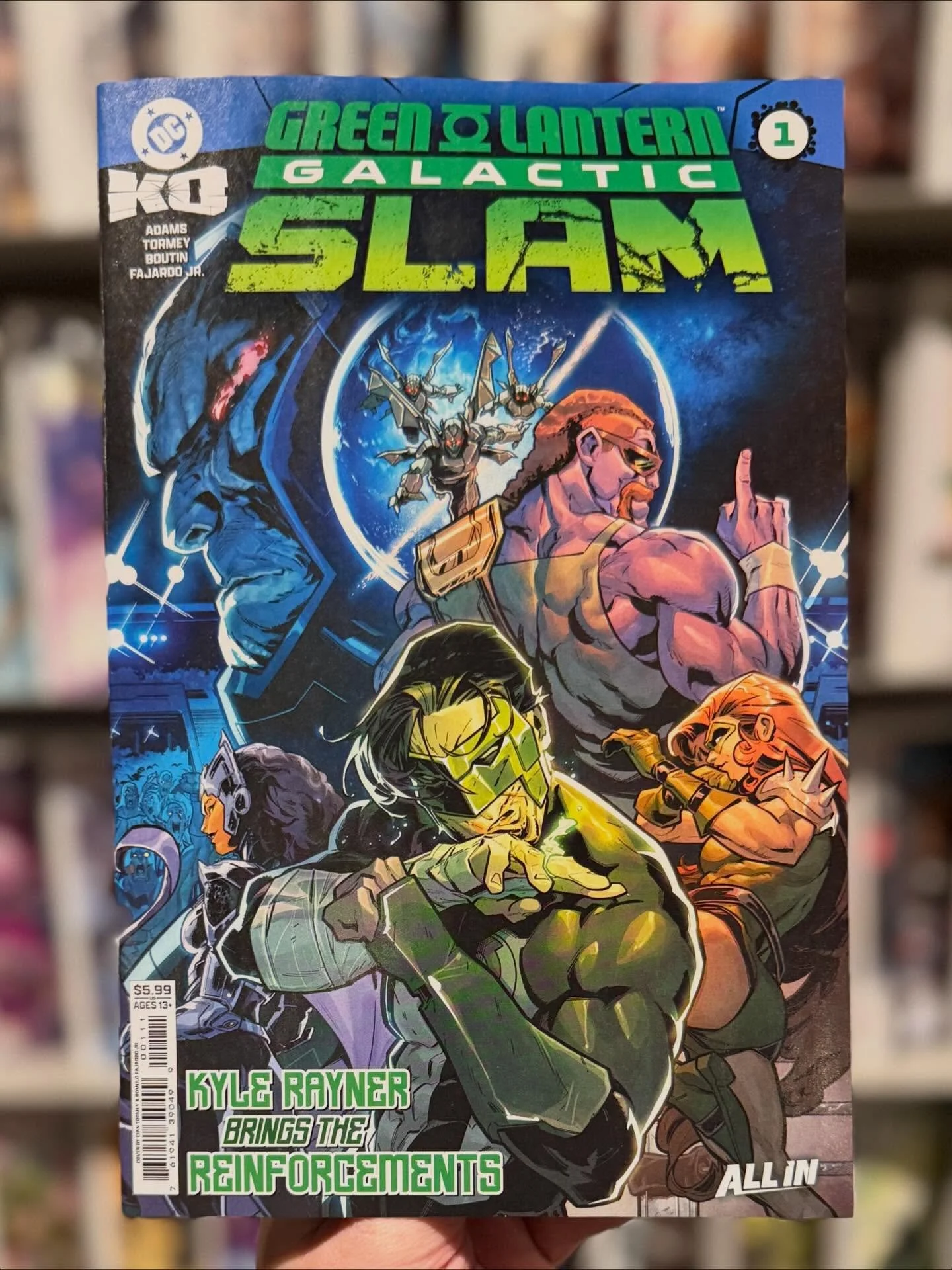 Happy New Comic Book Day! 📚 DC K.O: Green Lantern Galactic Slam № 1 is available now at the shop. 
💥 
Kyle Rayner brings the cosmic reinforcements. As the K.O. tournament rages on Earth, the cosmos holds its collective breath as the heroes of our p