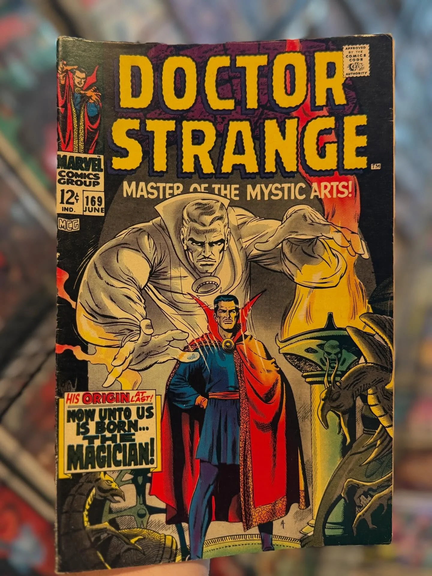 From The Sanctum Vault 🗄️: Doctor Strange № 169 (1968). 
✨
Stephen Strange stars in his first ever solo-series! Renamed to &ldquo;Doctor Strange&rdquo; this title was previously called Strange Tales. Doctor Strange secured his eponymous comic follow