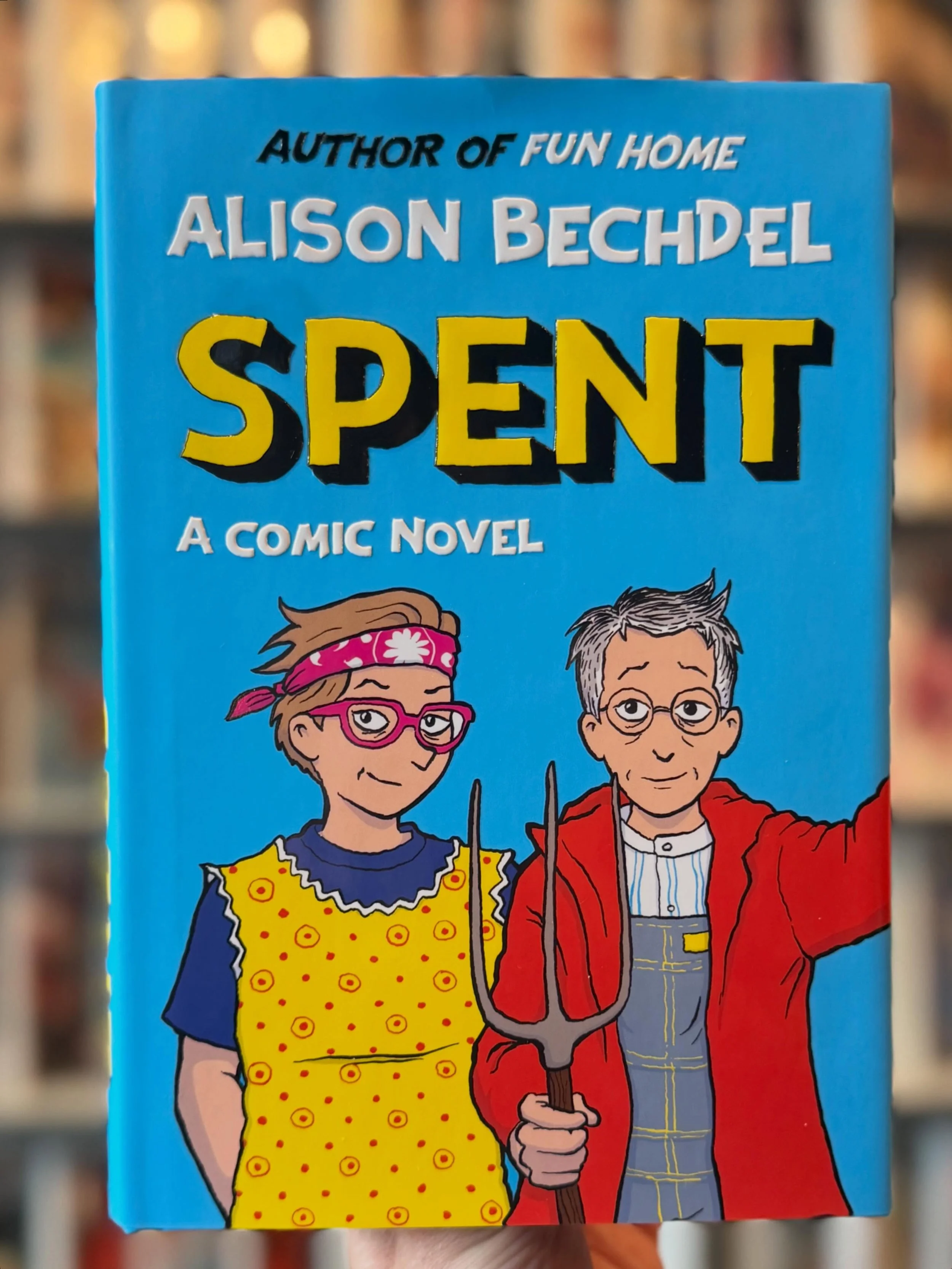 Spent is available now at the shop, and our web-store. 

In @alisonbechdel&rsquo;s hilariously skewering and gloriously cast new comic novel confection, a cartoonist named Alison Bechdel, running a pygmy goat sanctuary in Vermont, is existentially ir
