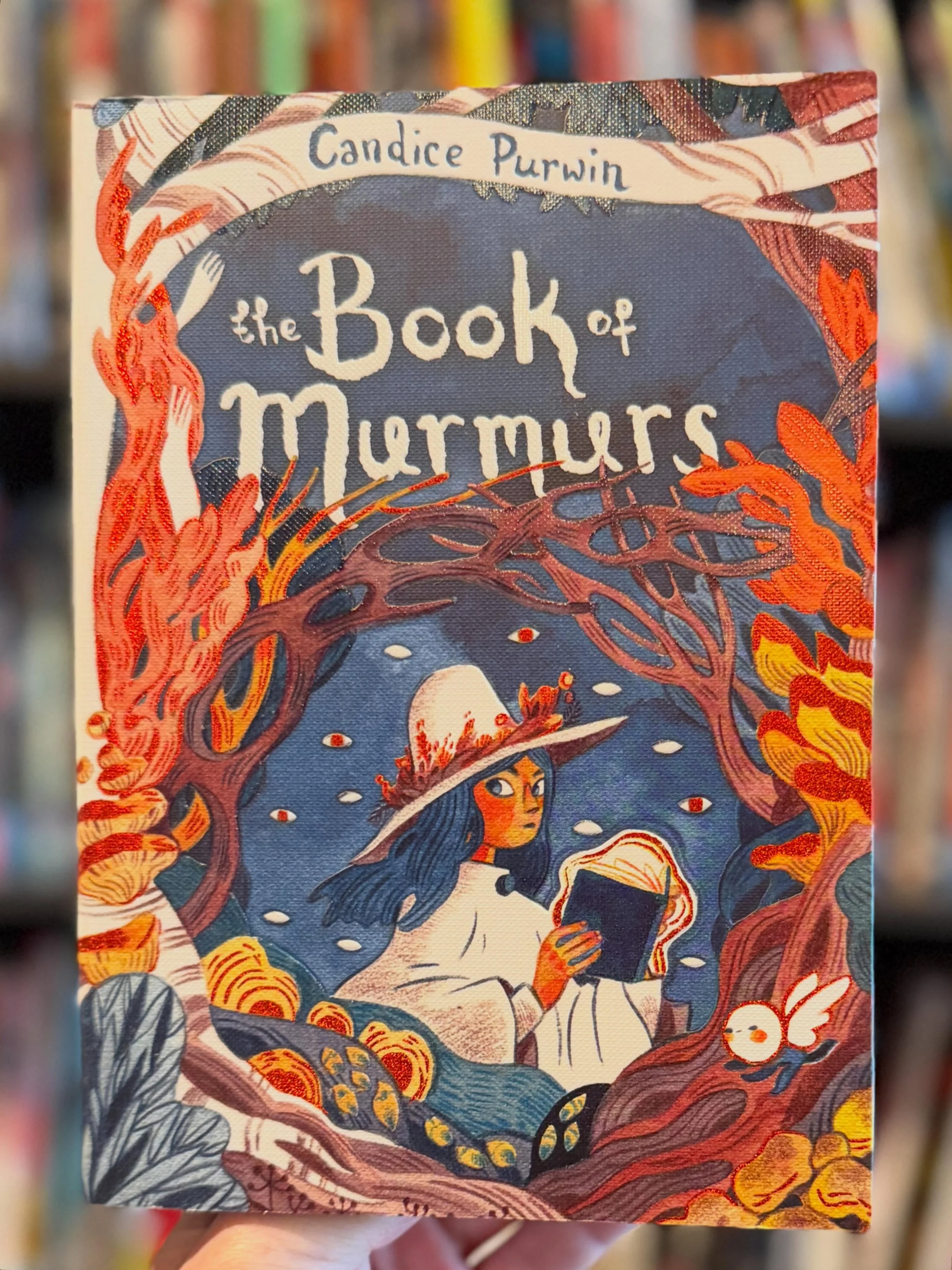 The Book of Murmurs is available now at the shop, and our web-store. 

In this fantasy adventure, a young girl must brave a magical world of strange creatures and shivering landscapes to find her slain parents and defeat a monster who feeds off fear.