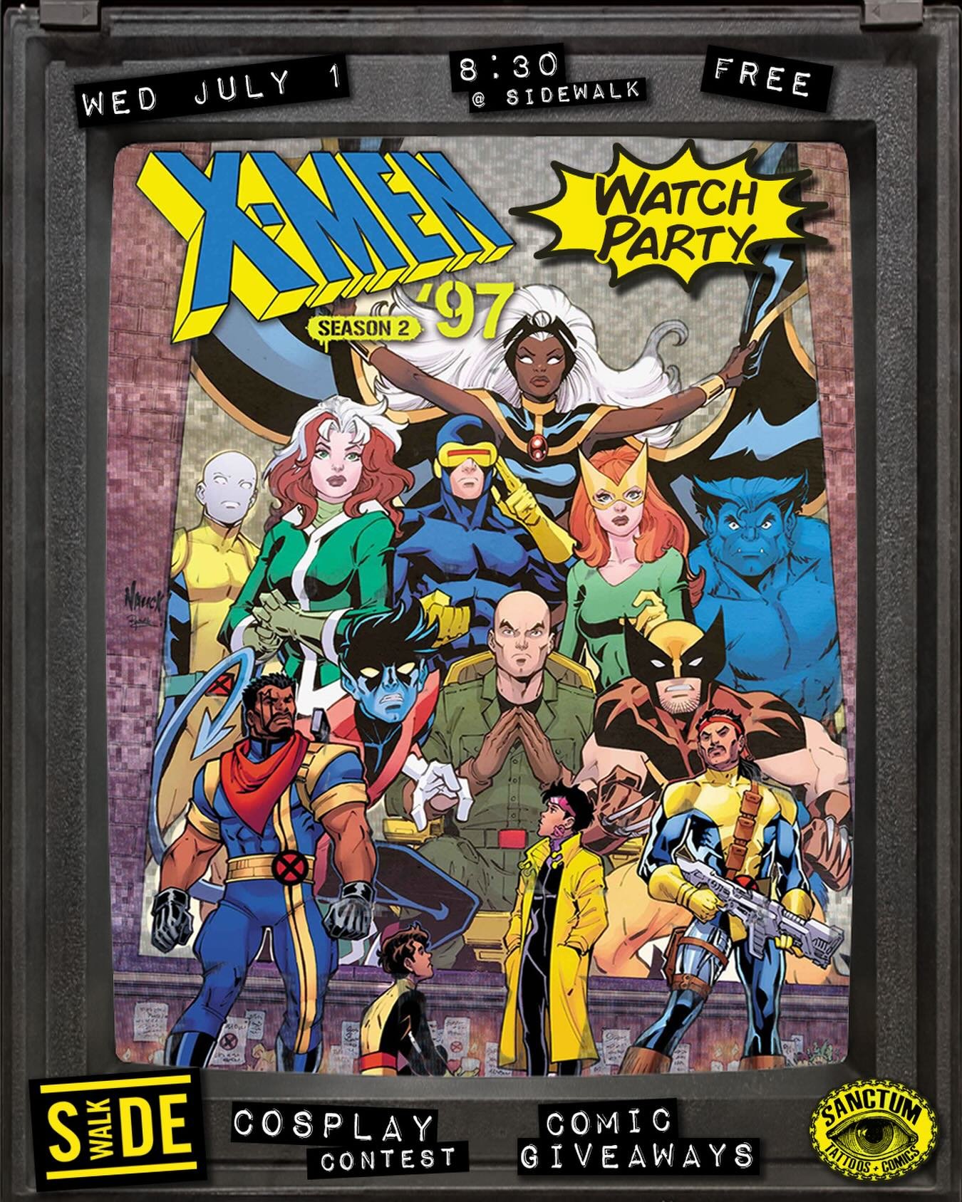 Calling all mutants and X-Men fans! 

The hit animated series X-Men &lsquo;97 returns this summer for a second season, and Sidewalk Cinema (in partnership with Sanctum Tattoos + Comics) is hosting a season premiere watch party in the lobby area featu
