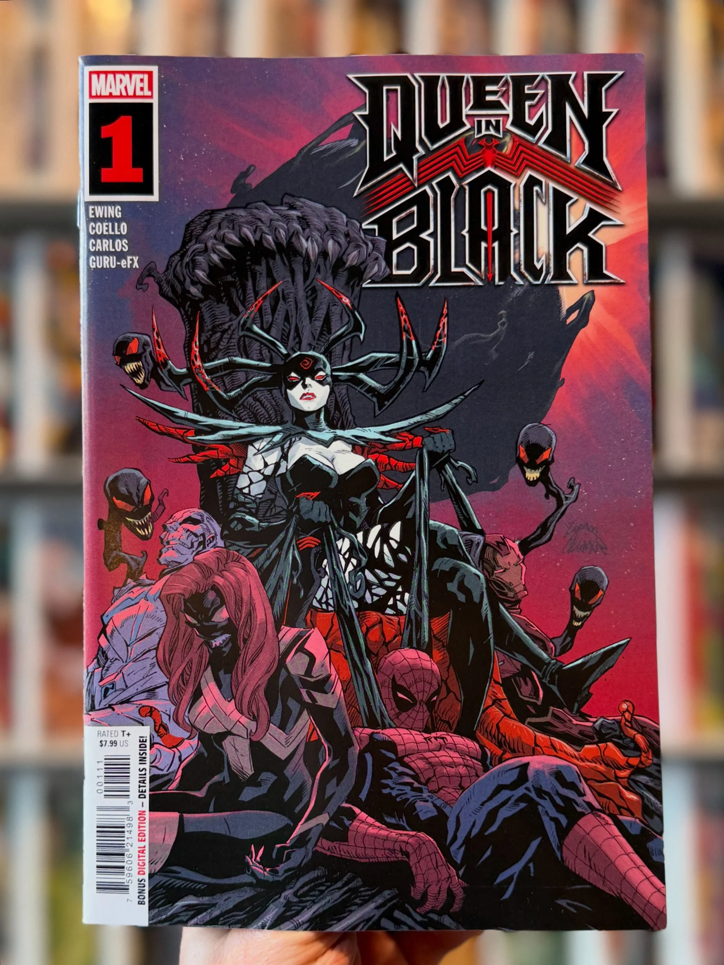 Happy New Comic Book Day! 📚 Queen In Black № 1 is available now at the shop, and our web-store. 

On the farthest edges of the solar system, Knull, God of The Void, builds a brand-new army to destroy Earth...but Hela of Asgard might have gotten ther