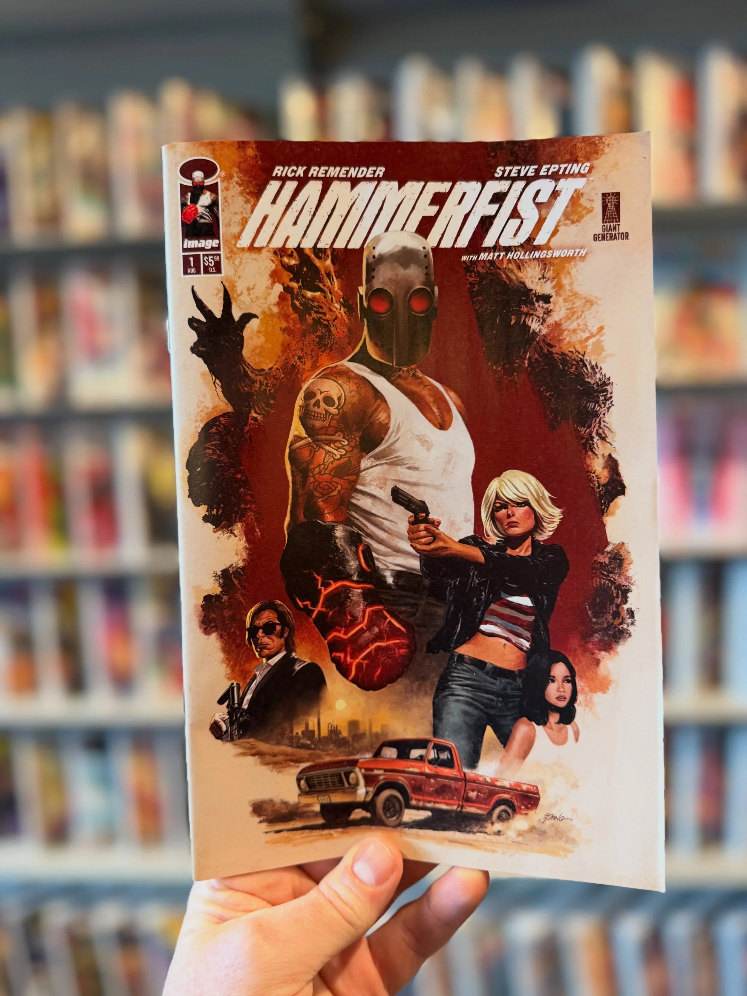 Happy new comic book day! Hammerfist #1 lands today. 
Deadbeat hitman Mike Denton battles supernatural evil to save his daughter when crime noir collides with splatter-horror.
From the master himself- @rickremender and @steveepting