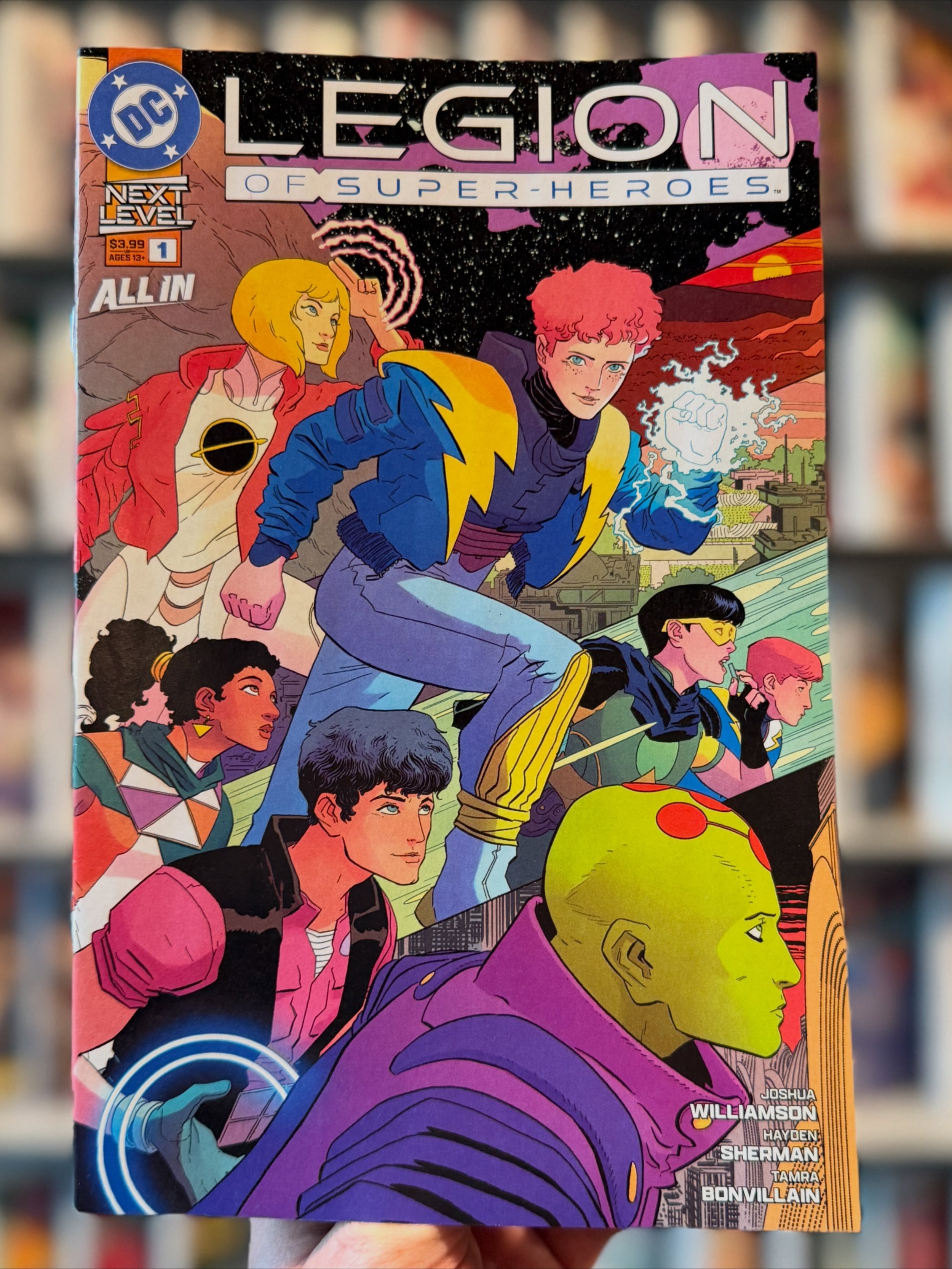 Happy New Comic Book Day! 📚 Legion Of Super Heroes № 1  is available now at the shop, and our web-store. 

One thousand years after the Last Son Of Krypton&rsquo;s rocket crashed on the Kent Farm comes a new future inspired by the Man of Steel. But 