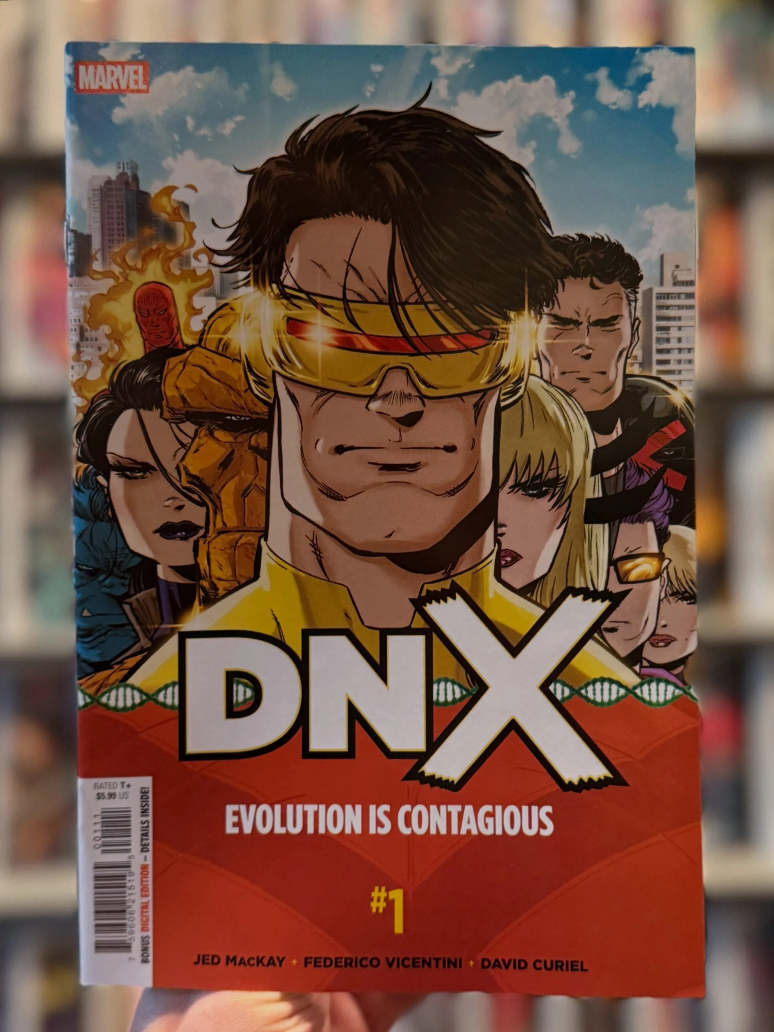 Happy New Comic Book Day! 📚  DNX № 1 is available now at the shop.

The X-Virus is unleashed. The X-Men and 3K are both steered by an original heir of Xavier, each with their own vision for the mutant people. Each at one another&rsquo;s throats. 

B