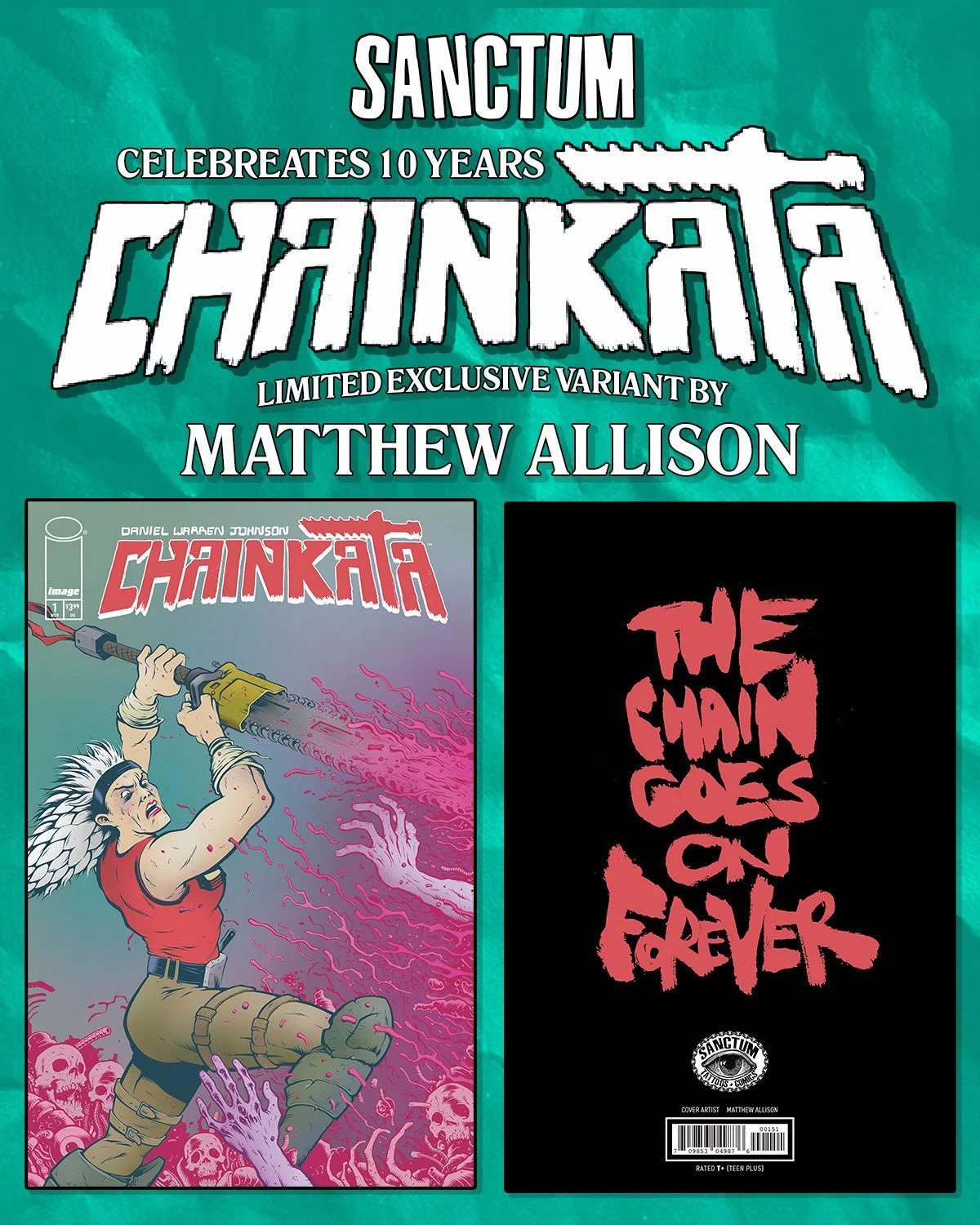Sanctum celebrates 10 years in November with an exclusive variant for Chainkata № 1 with art from @cankorr. 

Available now for pre-order. 

Series Premiere from @danielwarrenart

Luma is a chainsaw-wielding warrior queen seeking out an unknown power