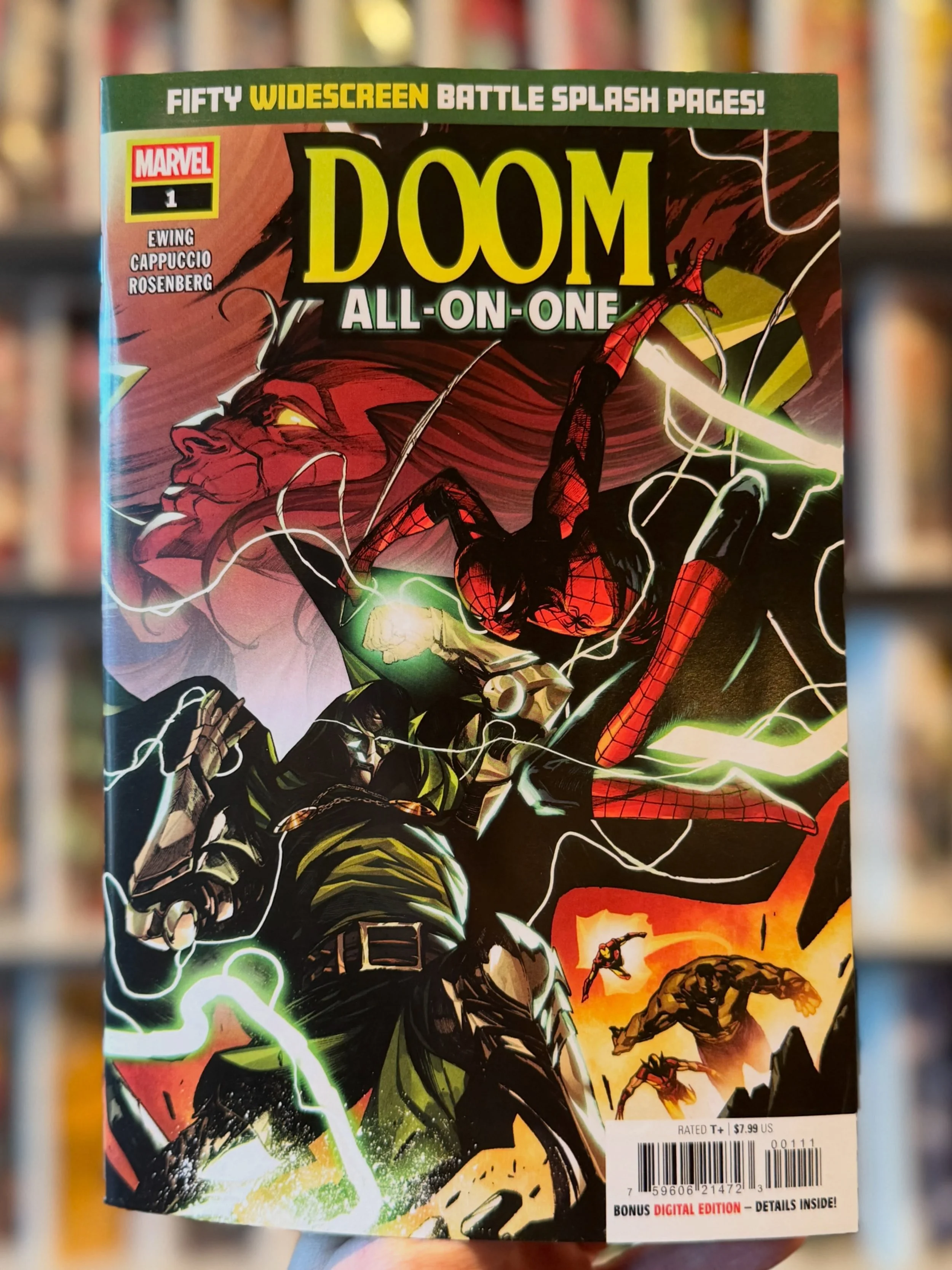 Happy New Comic Book Day! 📚 Doom All On One is available now at the shop!
🔥 
For decades, Doctor Doom challenged the demon Mephisto as only Doom would dare - for the freedom of his mother&rsquo;s soul. This is the tale of his greatest such challeng