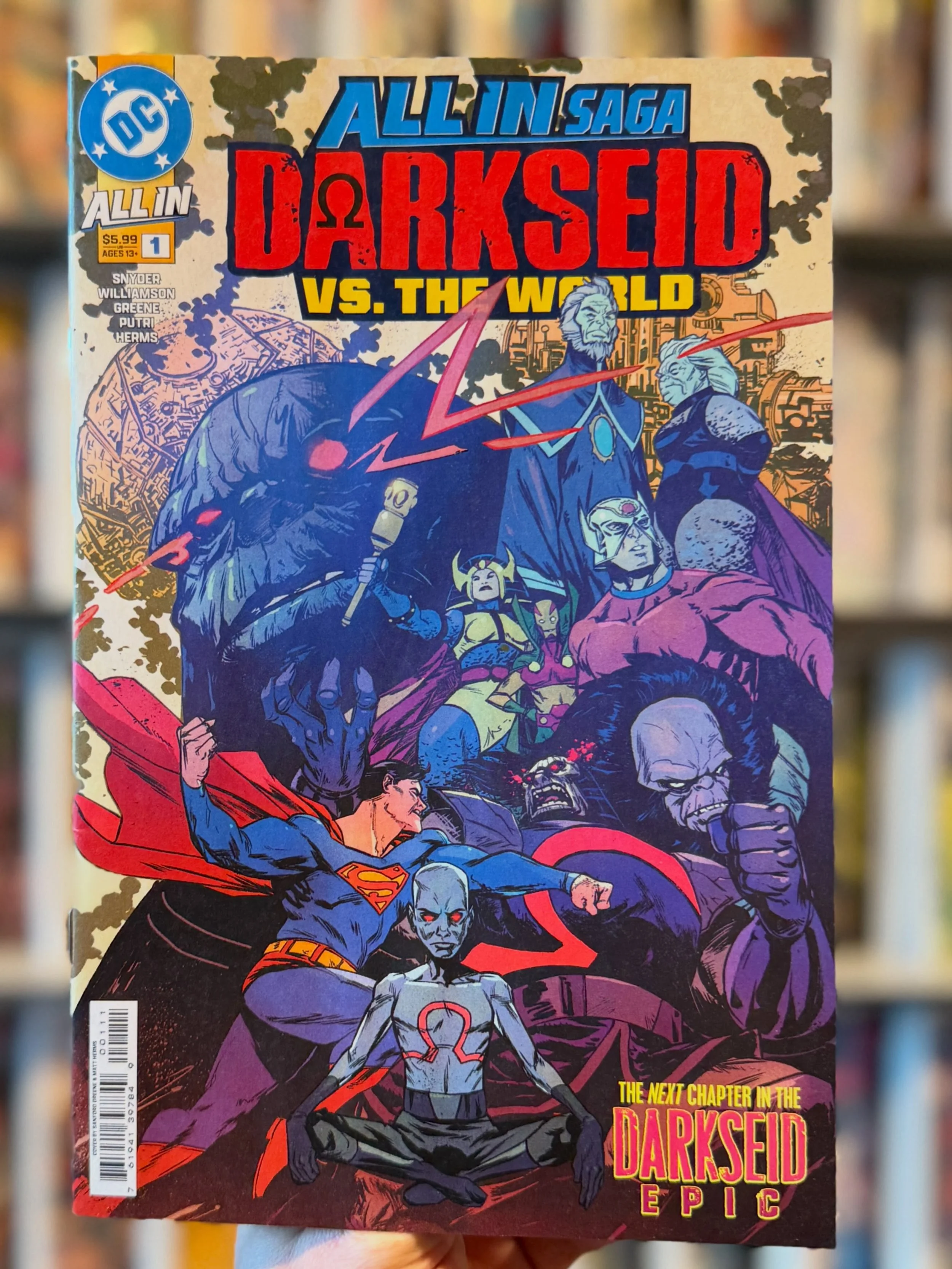 Darkseid vs The World is available now at the shop, and our web-store.

Darkseid is... only just beginning. The ultimate anti-life in the universe has been at the heart of it all...and while the King Omega battle has been won by the forces of good, t