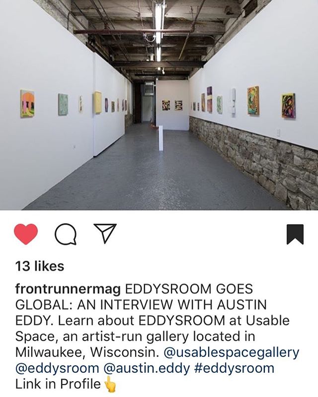 Nice interview in @frontrunnermag about @eddysroom exhibit at UsableSpace! Thanks @austin.eddy 🖖🏼