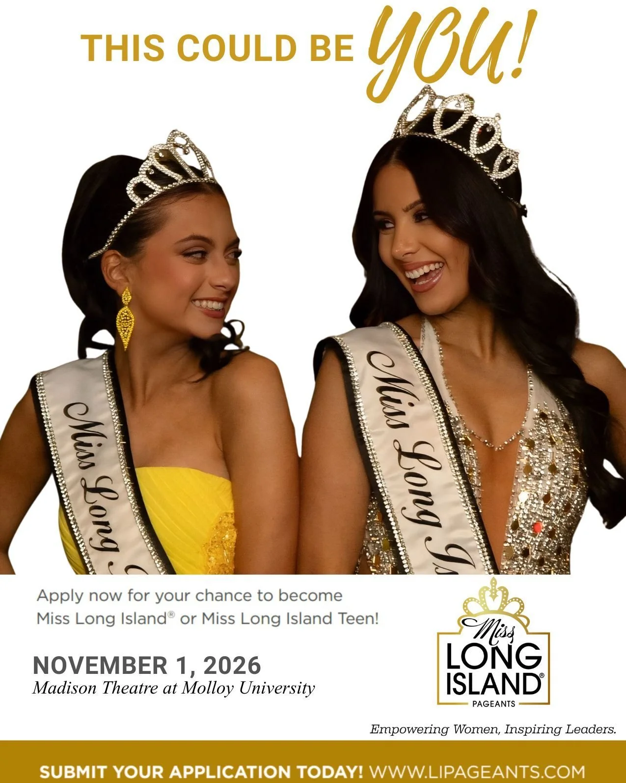 ✨ NEW YEAR, NEW PAGEANT SEASON! ✨

We are thrilled to announce that the Miss Long Island &amp; Miss Long Island Teen 2027 Pageant will take place on November 1, 2026 at the beautiful Madison Theatre at Molloy University! 🎭👑

This year&rsquo;s journ