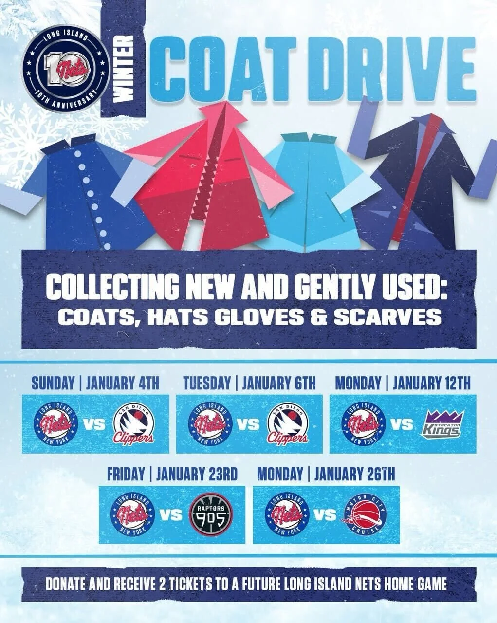 We&rsquo;re so excited to announce our collaboration with the Long Island Nets this January! 🏀✨

Our Miss Long Island Queens will be attending games on January 4 and January 12 helping collect coats in support of the Long Island Nets coat drive and 
