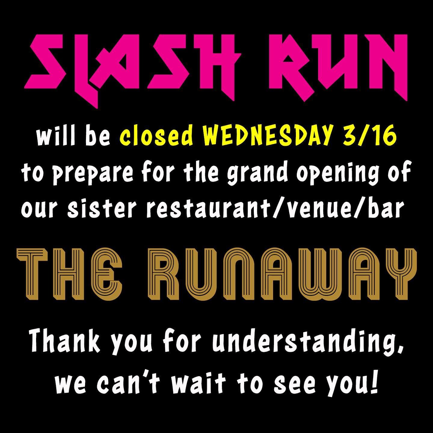 We are going to @therunawaydc  for the day for training so we can be super awesome and ready for the public!  WE WILL BE BACK OPEN THURSDAY!! ⚡️⚡️✨✨