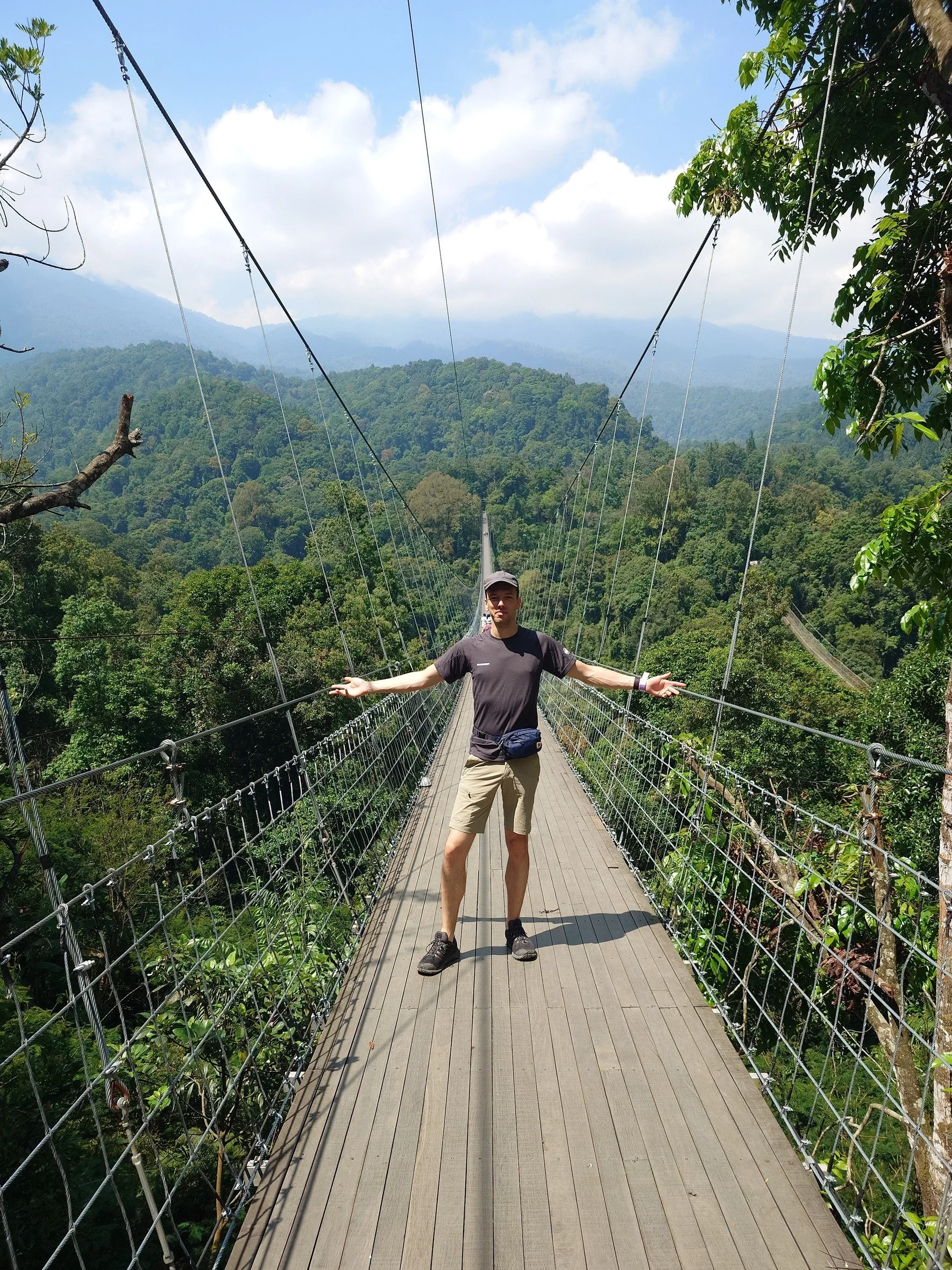Koen from The Netherlands visits Indonesia on a very special trip with his Father who recently retired. Pictured is the longest suspension bridge in South East Asia and the National Monument in Jakarta which celebrates independence from the Dut