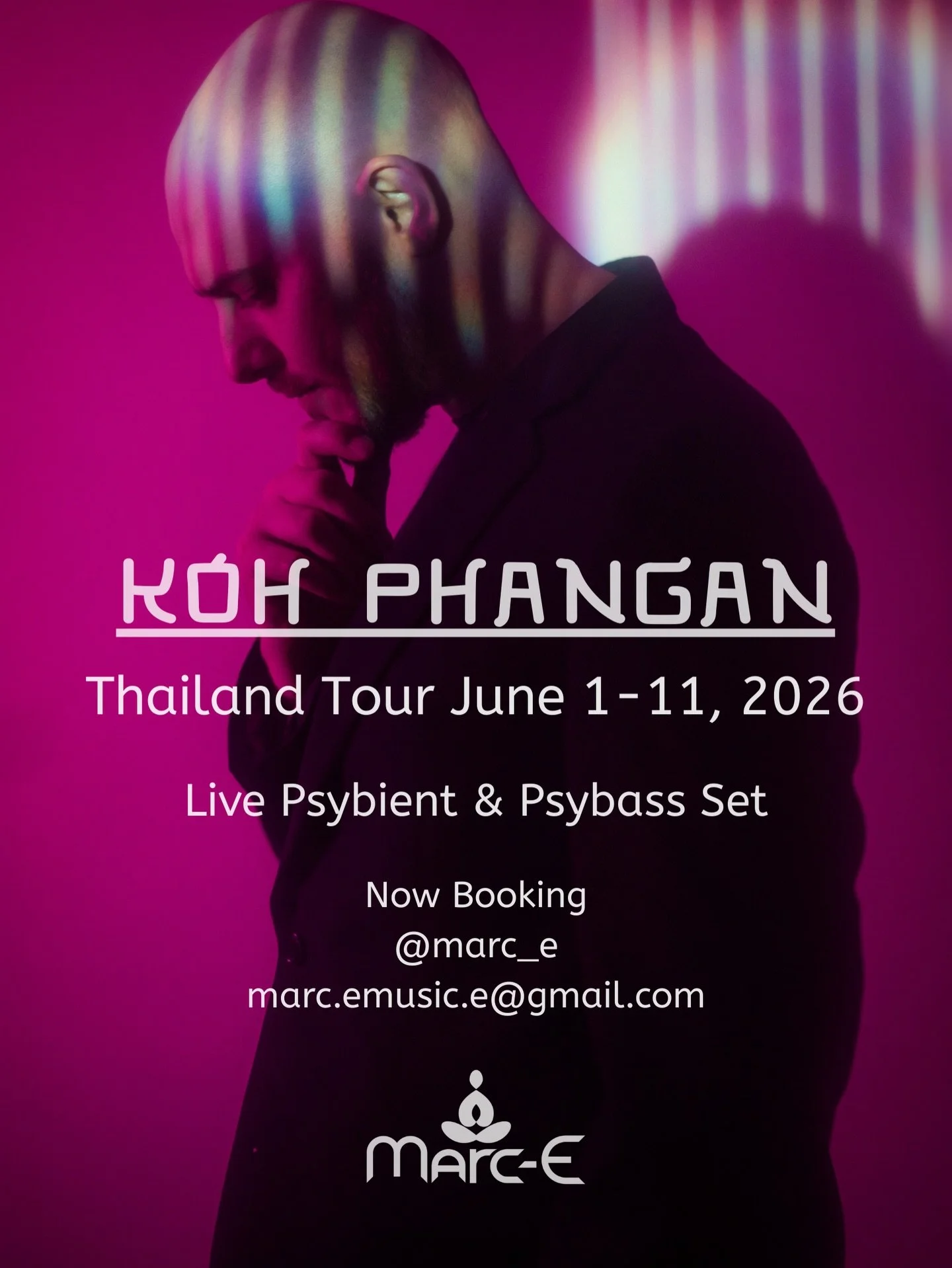 Heading to Koh Phangan, June 1 - 11, 2026. 

Live Psybient &amp; Psybass sets for a variety of events and atmospheres. Sunrise and sunset, ecstatic dance, conscious gatherings, and more. 

Limited window on the island. Looking forward to connecting w
