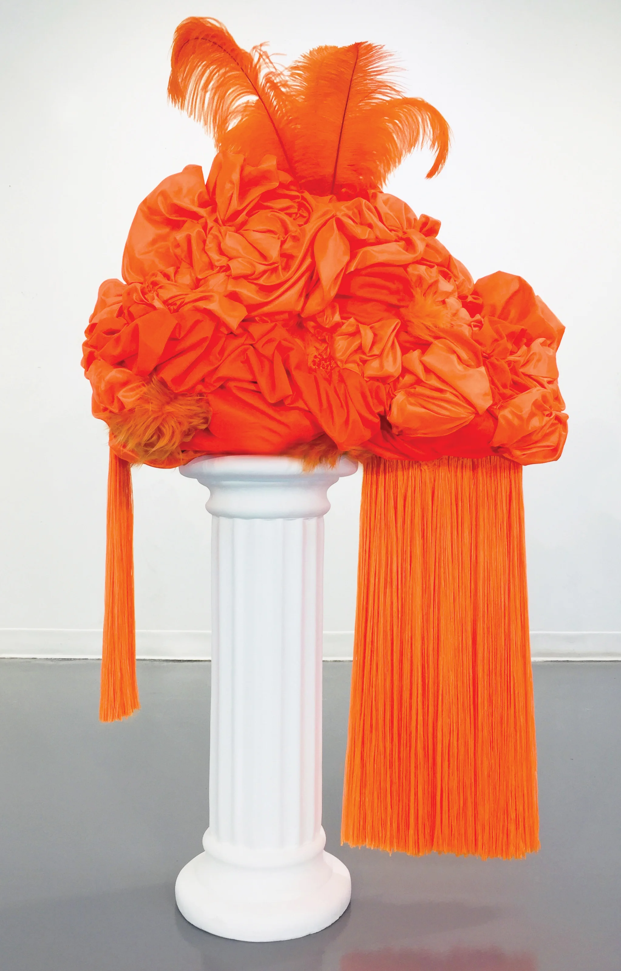 Aldonza , 2019 Polystyrene foam, various fabrics, feathers, glass beads, and dressmaker pins 27 x 28 x 16 inches