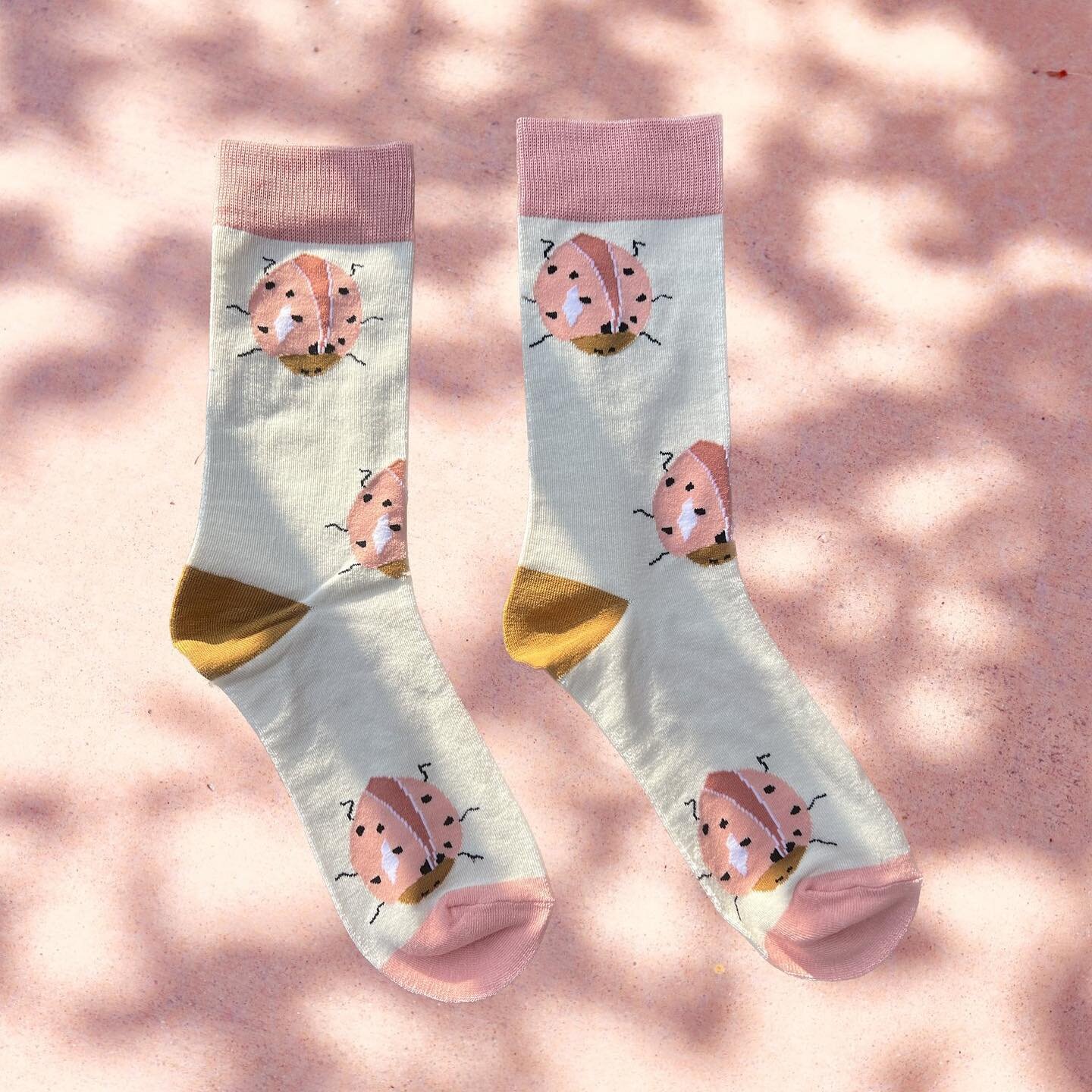 Created my first pair of socks with a classic Meg Ya Look! design. Snag yours with the link in my bio. 🐞