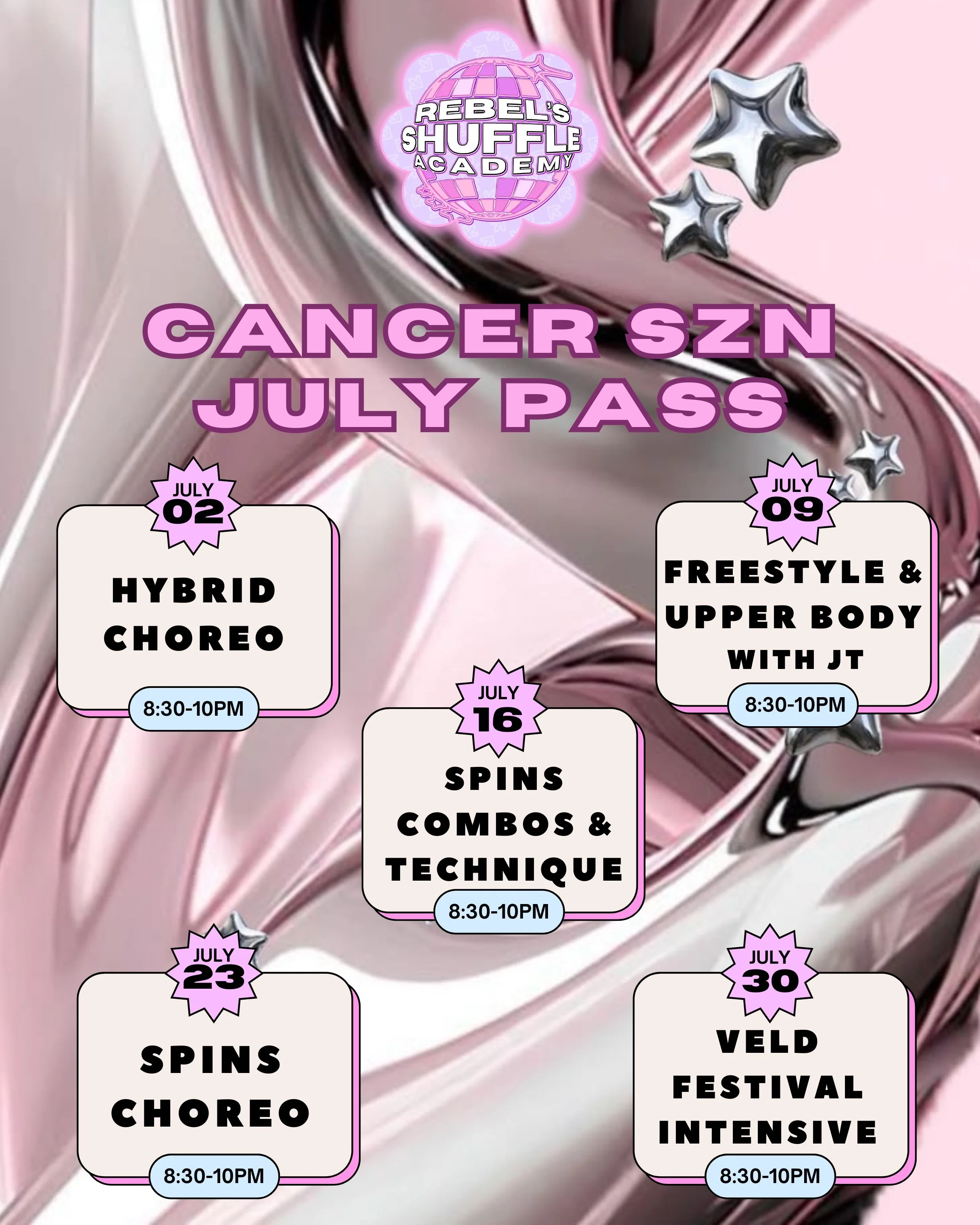 ✨🦀 CANCER SZN CLASS LINEUP! 🦀✨

Ready to level up this summer? 🔥 Our July Pass is your chance to commit to your training, build confidence, and grow your skills week after week.

Here&rsquo;s what&rsquo;s coming up every Thursday:

✨ July 2 &mdash