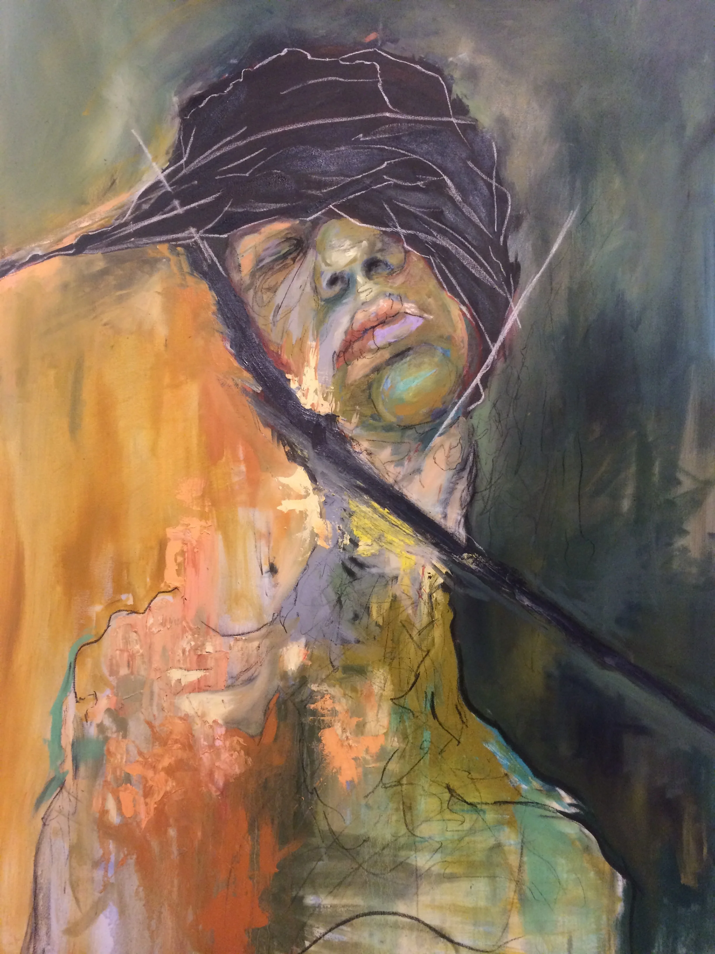 Inside Outoil and soft pastel on canvas45x65 inches2015