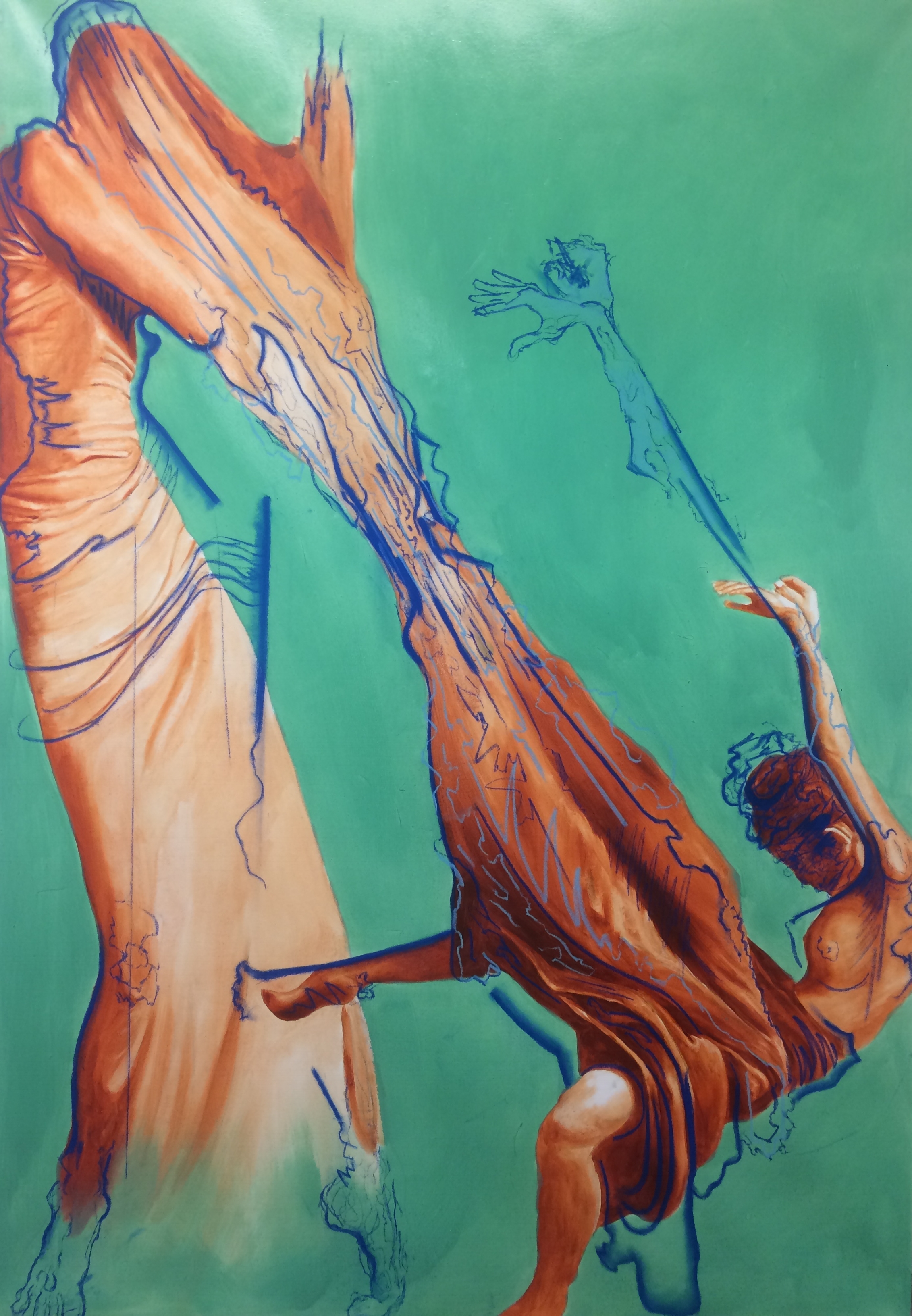 A Mother's Embrace oil and soft pastel on canvas 45x65 inches 2015