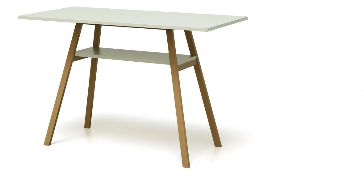 Stehtisch aus Holz auf Rollen in puristischem Design