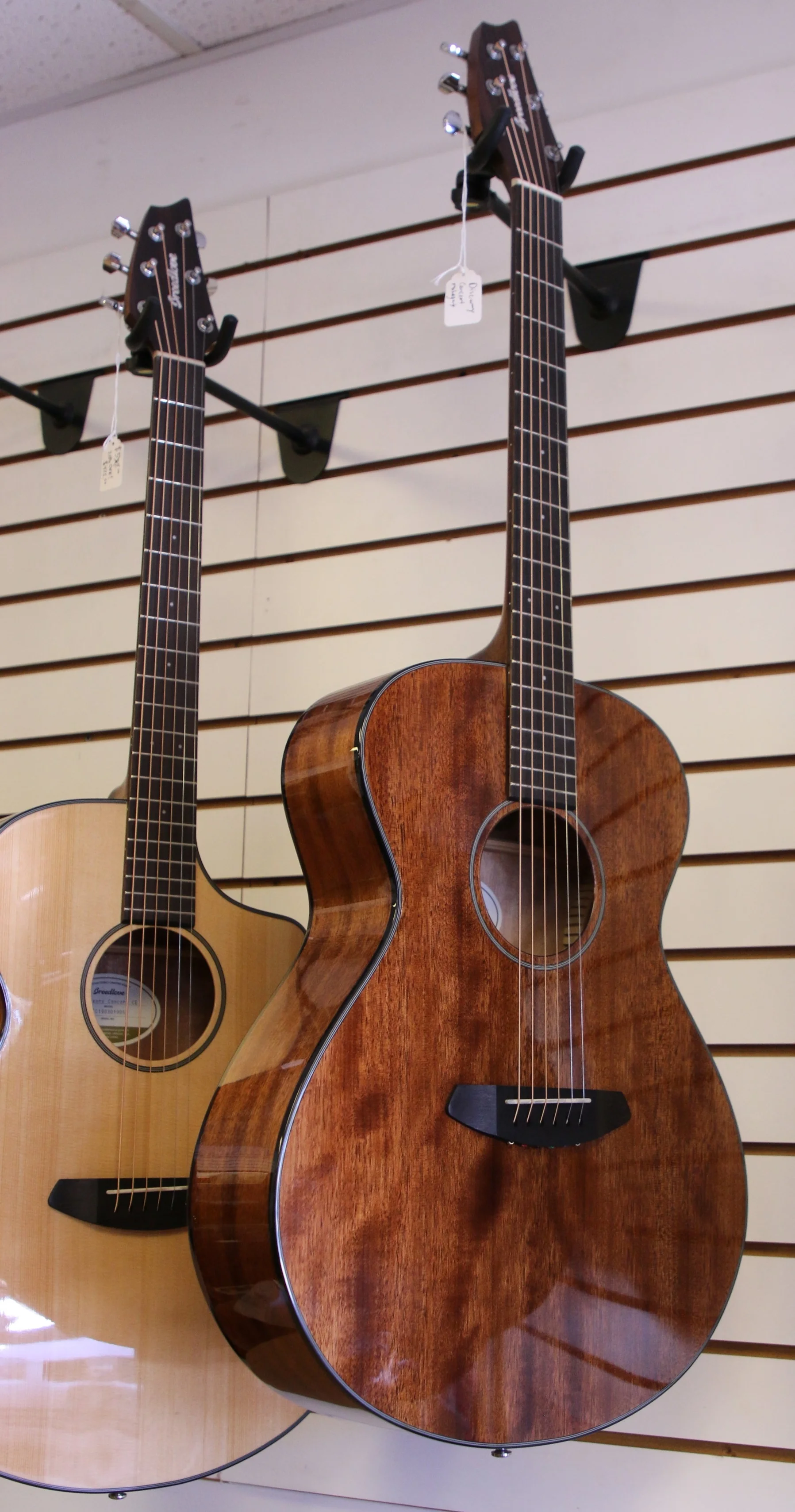 Breedlove acoustic guitars in concert size (Solid spruce top and solid mahogany top)