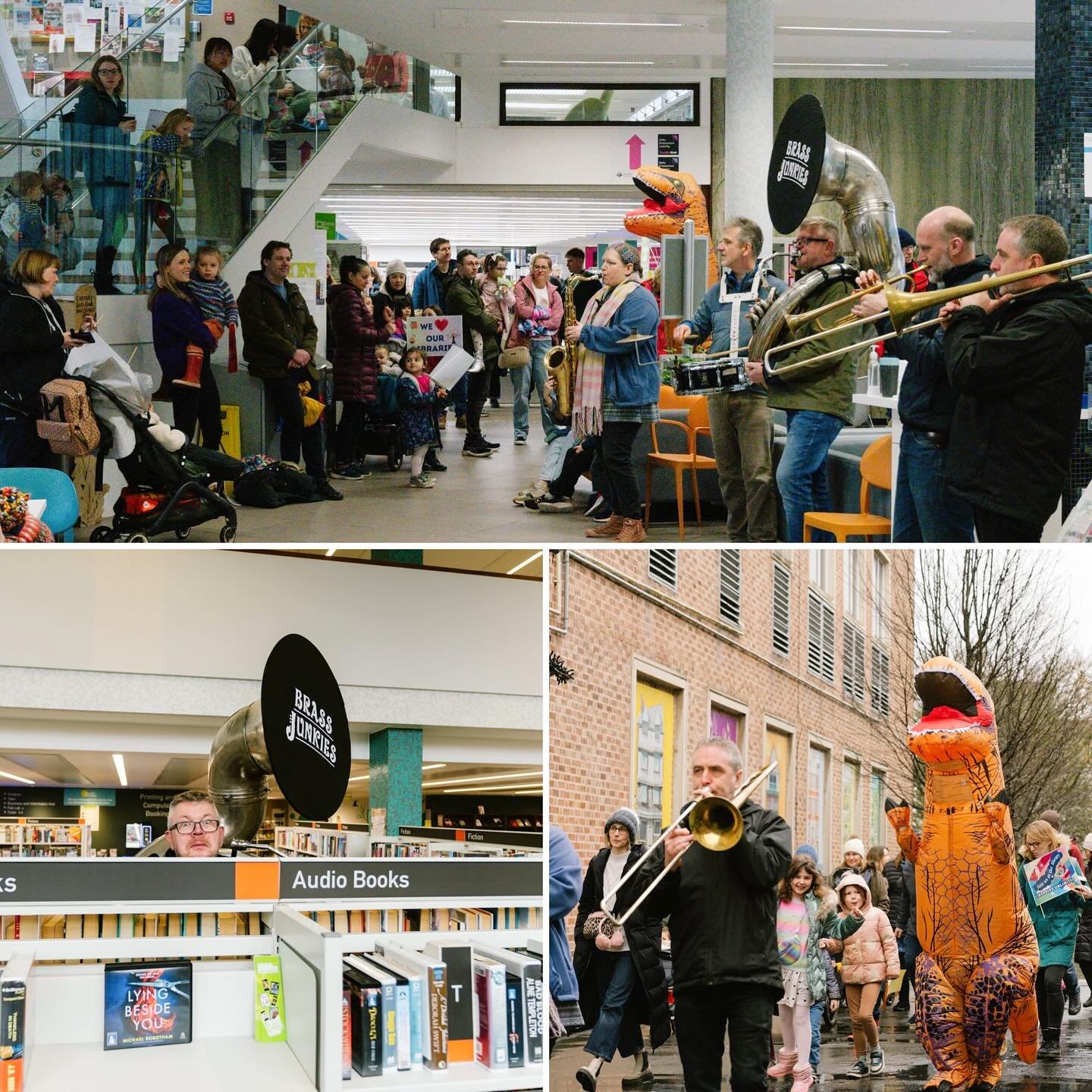 We do events - like this one at Exeter Library! 
A lovely morning spent entertaining all who came to see the new temporary home for the children&rsquo;s books. It felt great to fill the normally quiet building with the brass junkies sounds! 
📸by @ma