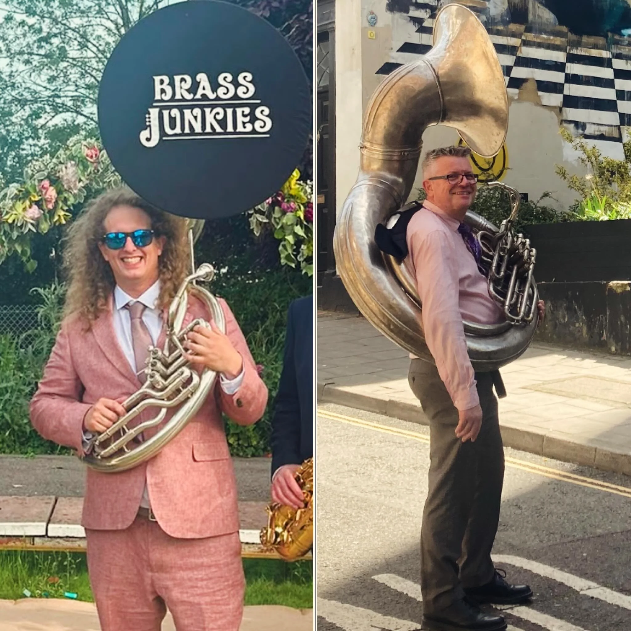 The wonderful Brass Junkies #sousaphone players! 

Experience either of them blowing those bass lines through chops of steel with @brassjunkiesbrassband out and about this summer - and watch them explain, &lsquo;no it&rsquo;s not a french horn&rsquo;