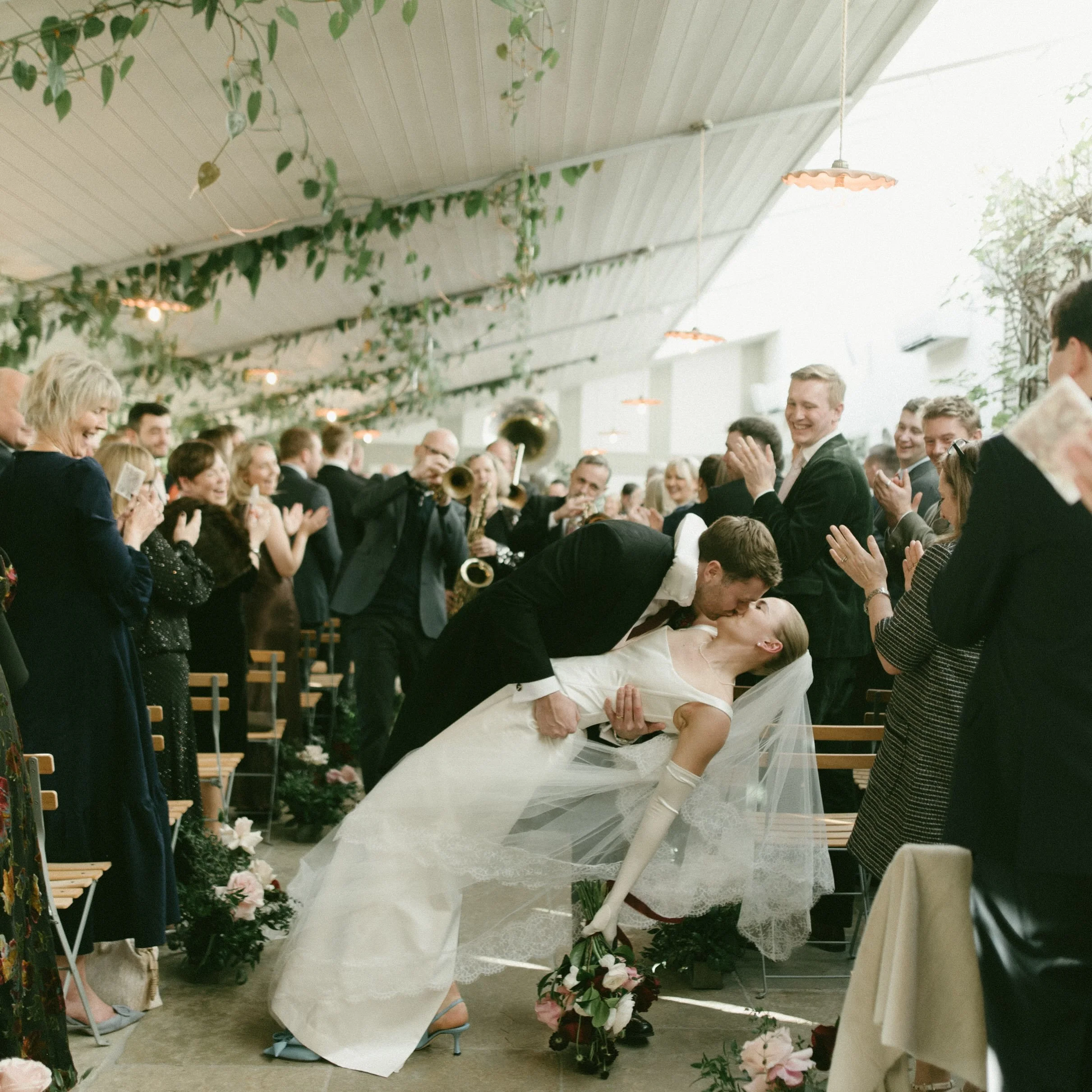 Love this photo! 
A surprise walking down the aisle moment with Martha and Arthur stealing a quick kiss 😘 

We played &lsquo;All You Need Is Love&rsquo; to help them on their way and couldn&rsquo;t help leaning with them&hellip; 

The moment capture