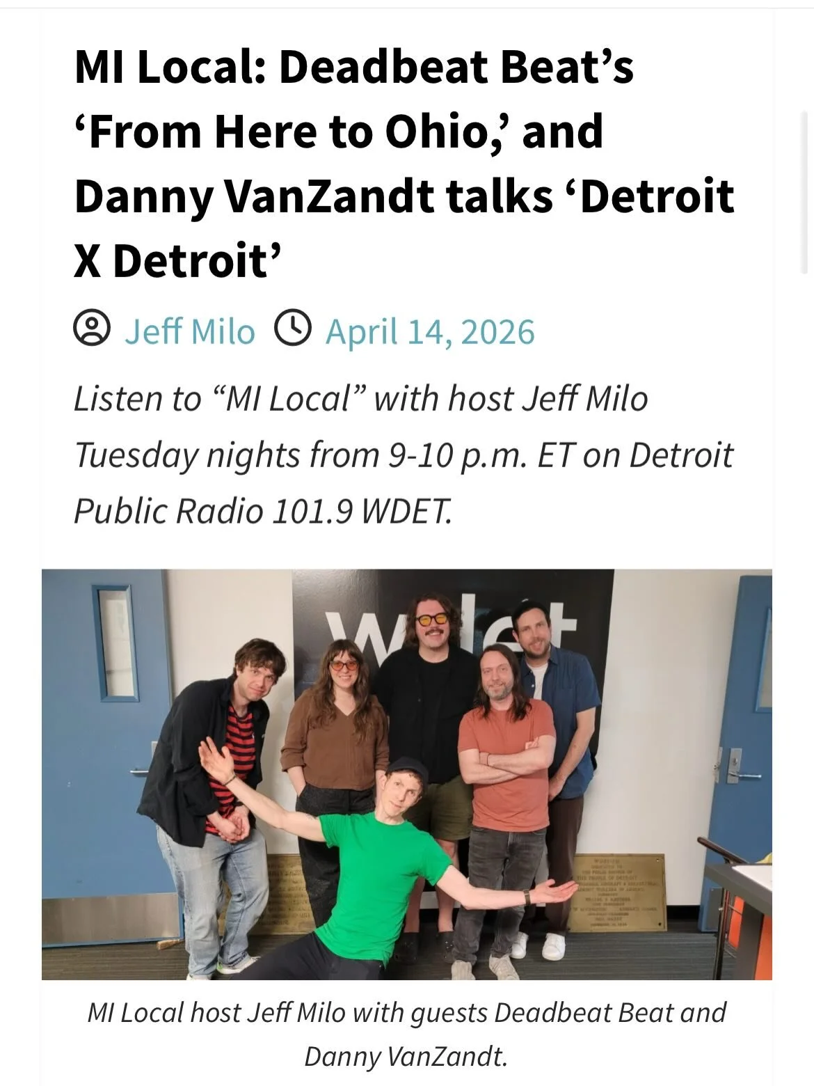 ICYMI: #DETxDET artist @dannyvanzandtmusic stopped by Mi Local on @wdetdetroit this week to chat with our emcee @jeff_milo about Saturday&rsquo;s event&hellip;and even played a sneak preview of one of his Seger songs! Visit WDET.org and play it back 