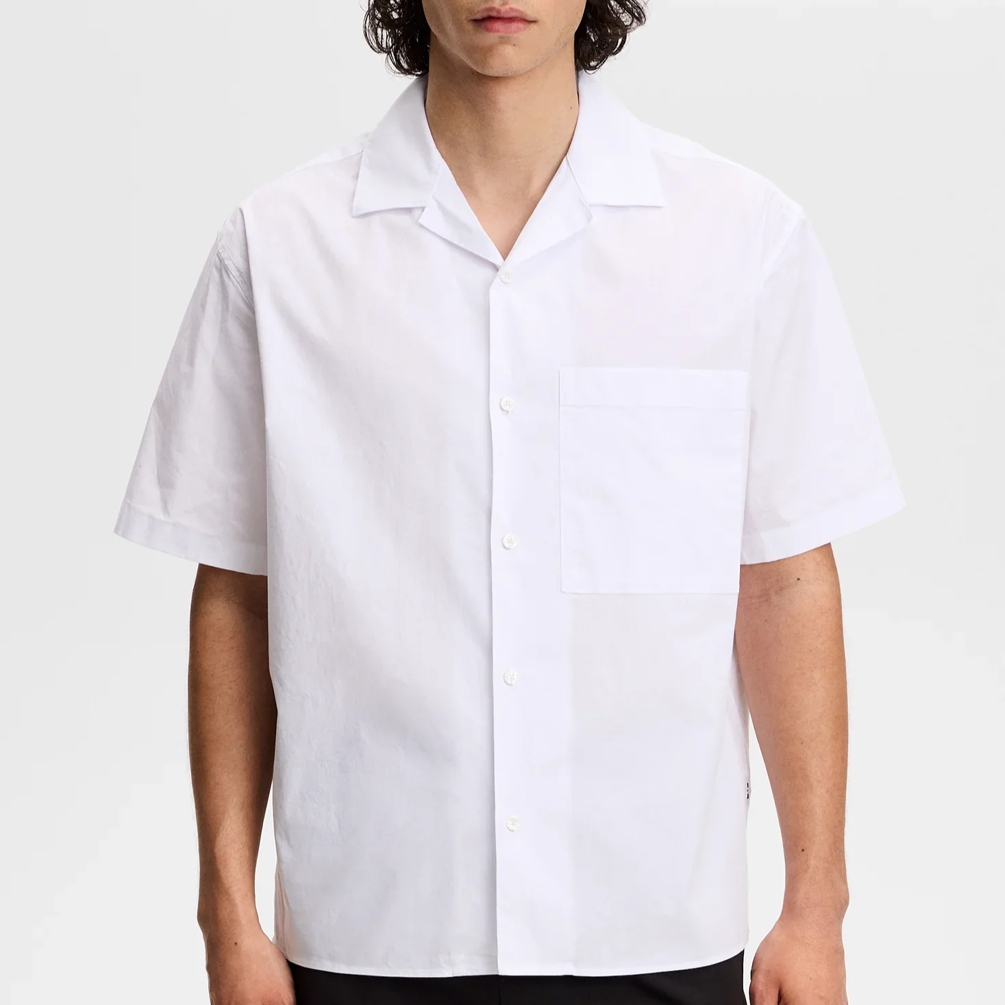 Model View of J Lindeberg Relaxed Fit Short Sleeve Shirt in White