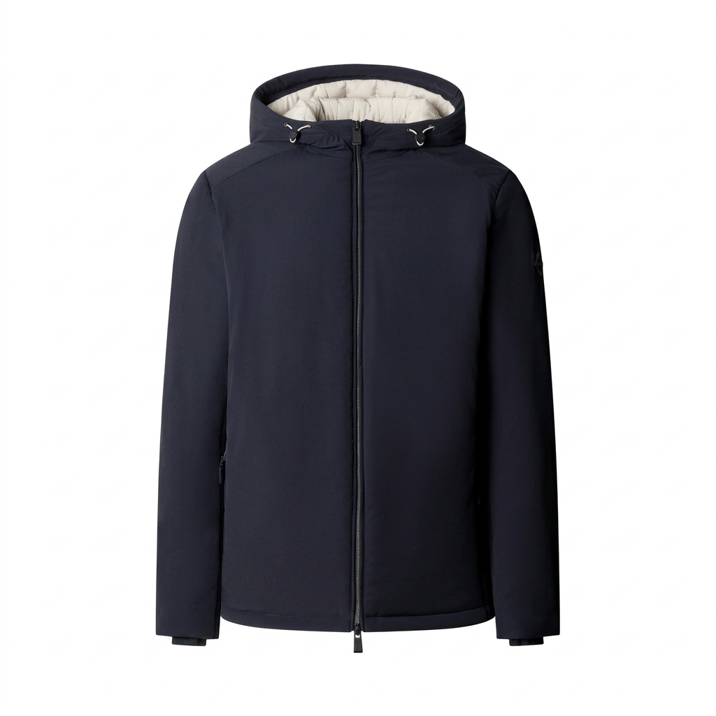 Flat View of Hackett Travel Puffer Jacket in Navy