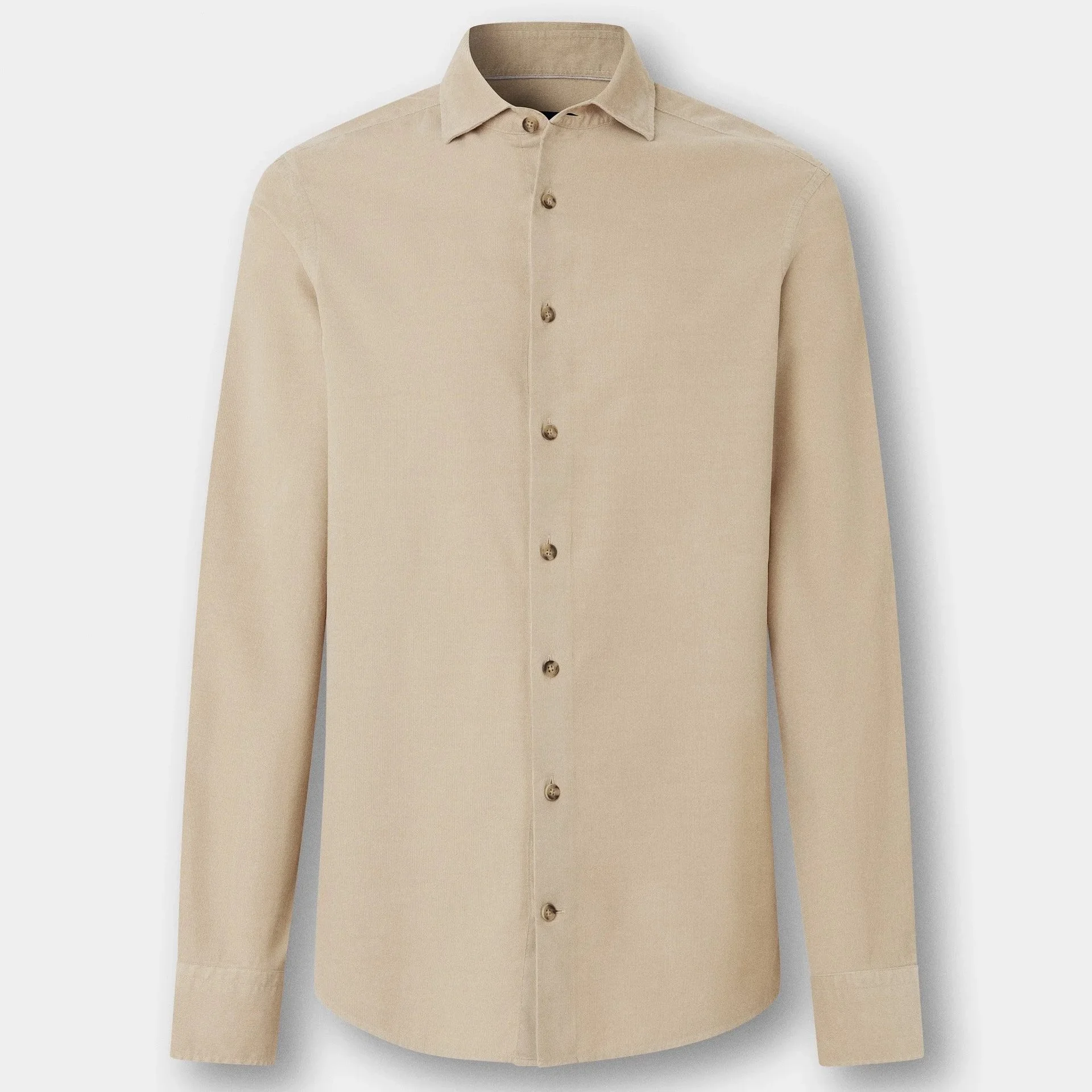 Flat View of Hackett Babycord Shirt in Sand