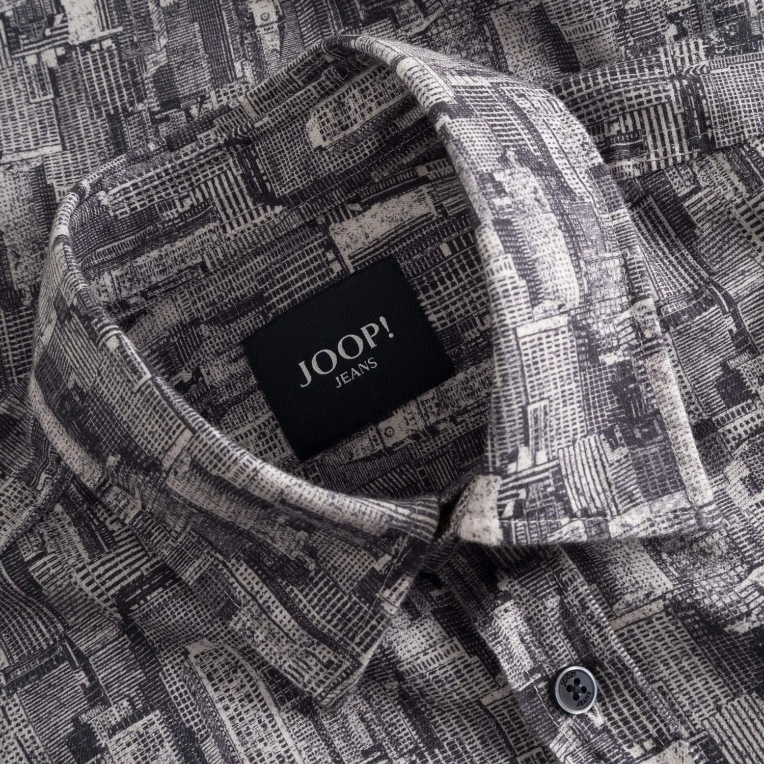 Close View of JOOP Jeans Slim Fit Pattern Shirt in Navy and Grey